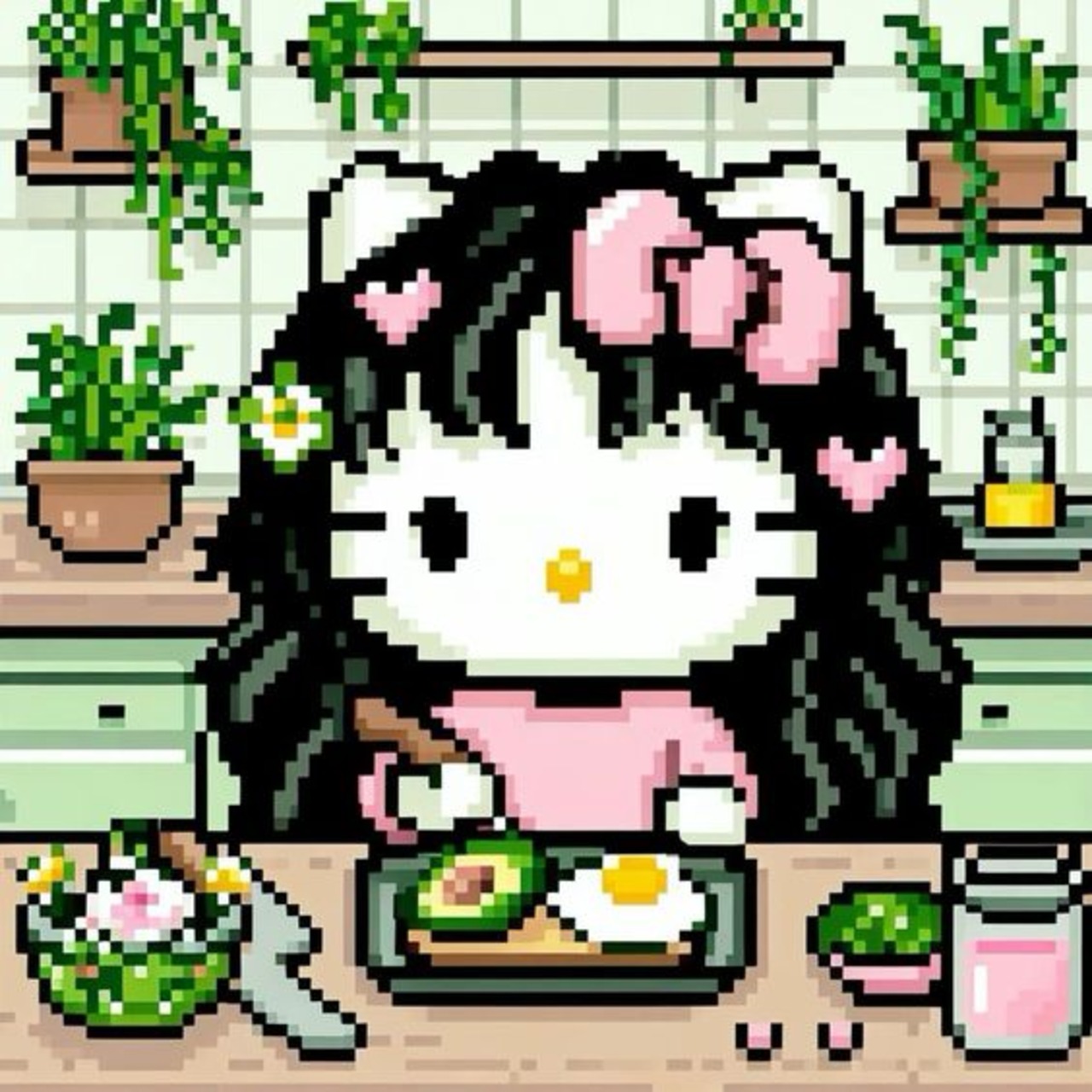 Hello Kitty Pixel Art 1280x1280