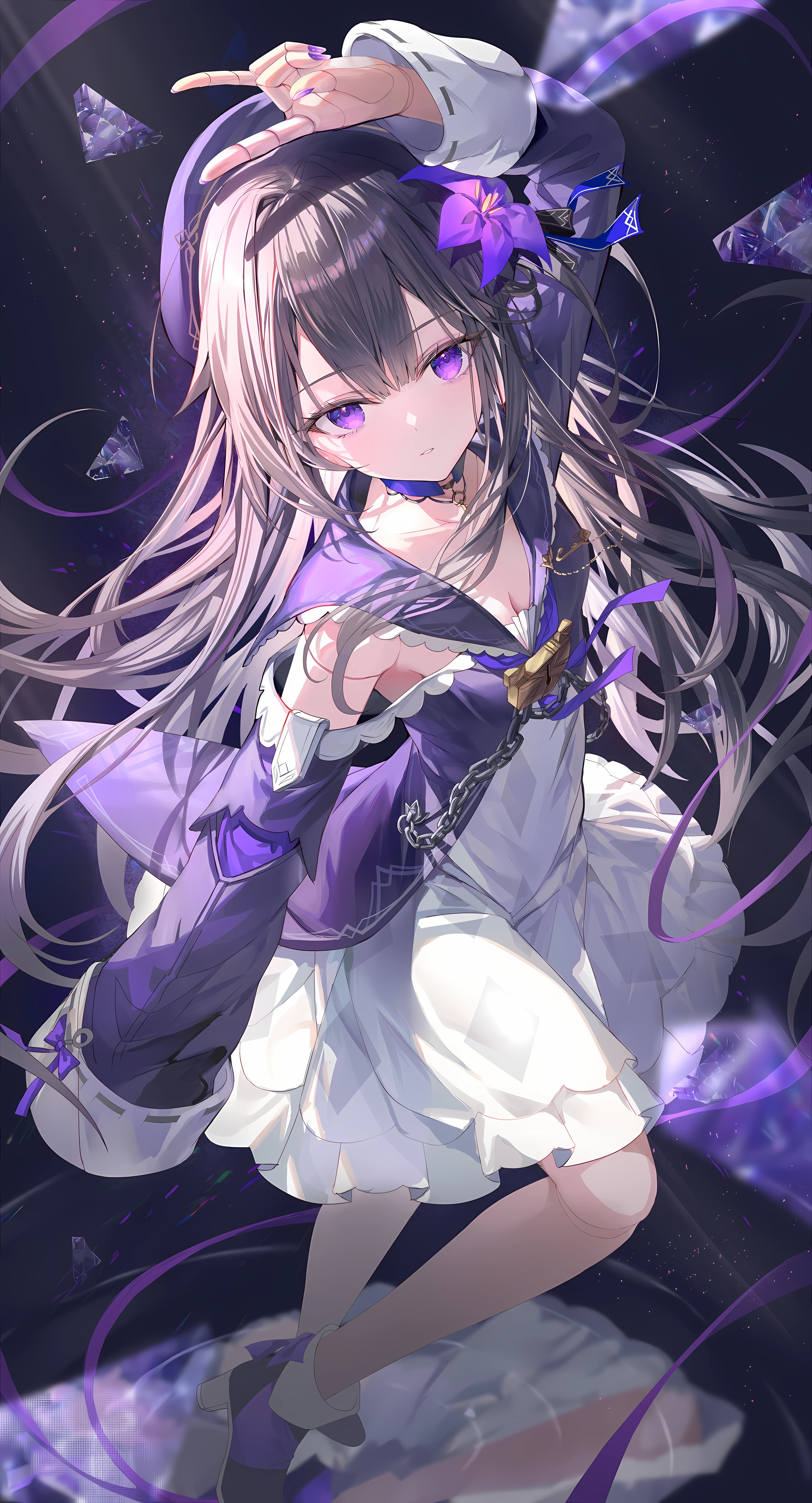 Anime Anime Girls Herta Honkai Star Rail Honkai Star Rail Long Hair Purple Eyes Dress Video Games 4420x8176