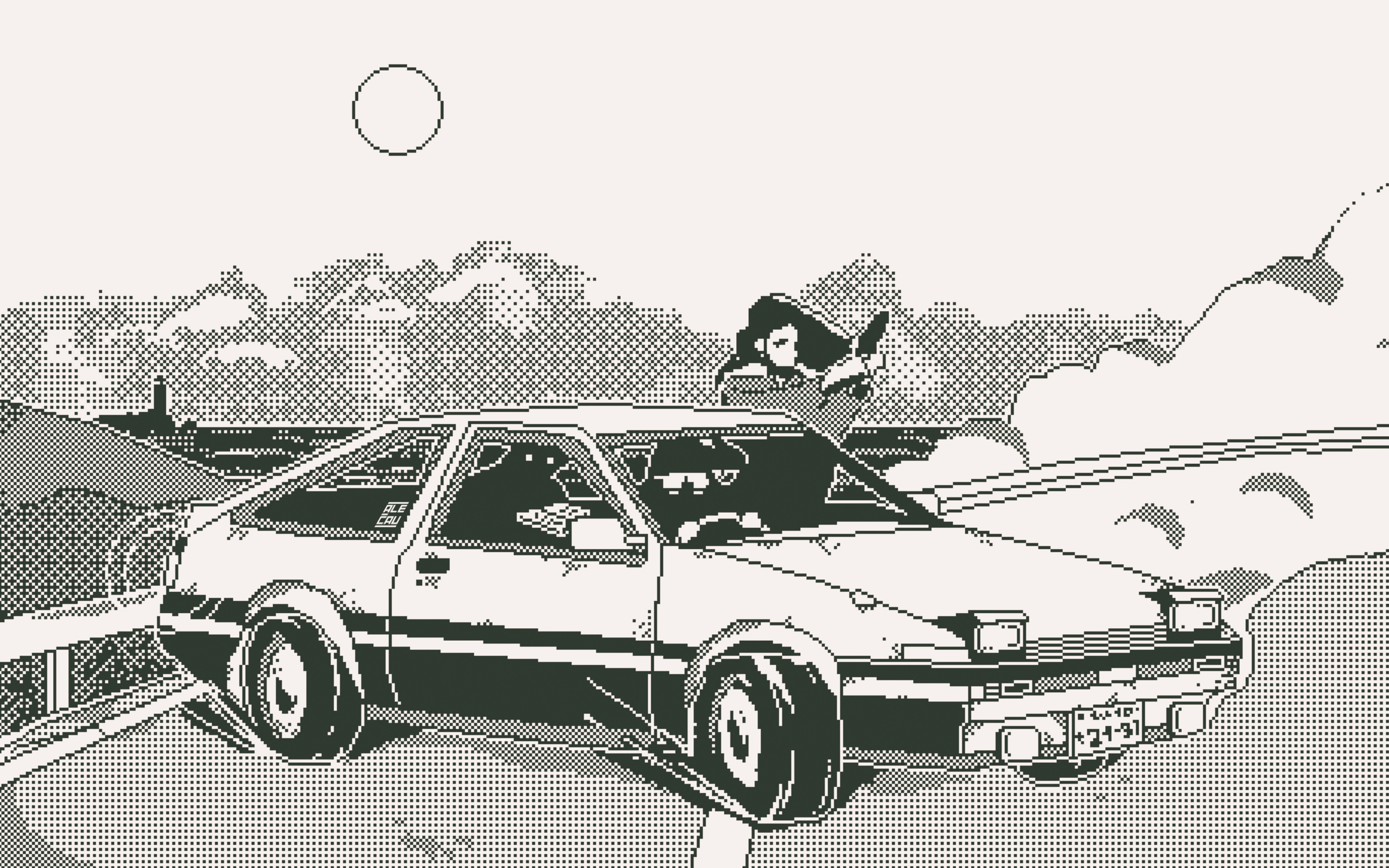 Car Vehicle Pixels Pixel Art Pixelated Monochrome DeLorean Women Smoke Road Japanese World Of Horror 2560x1600