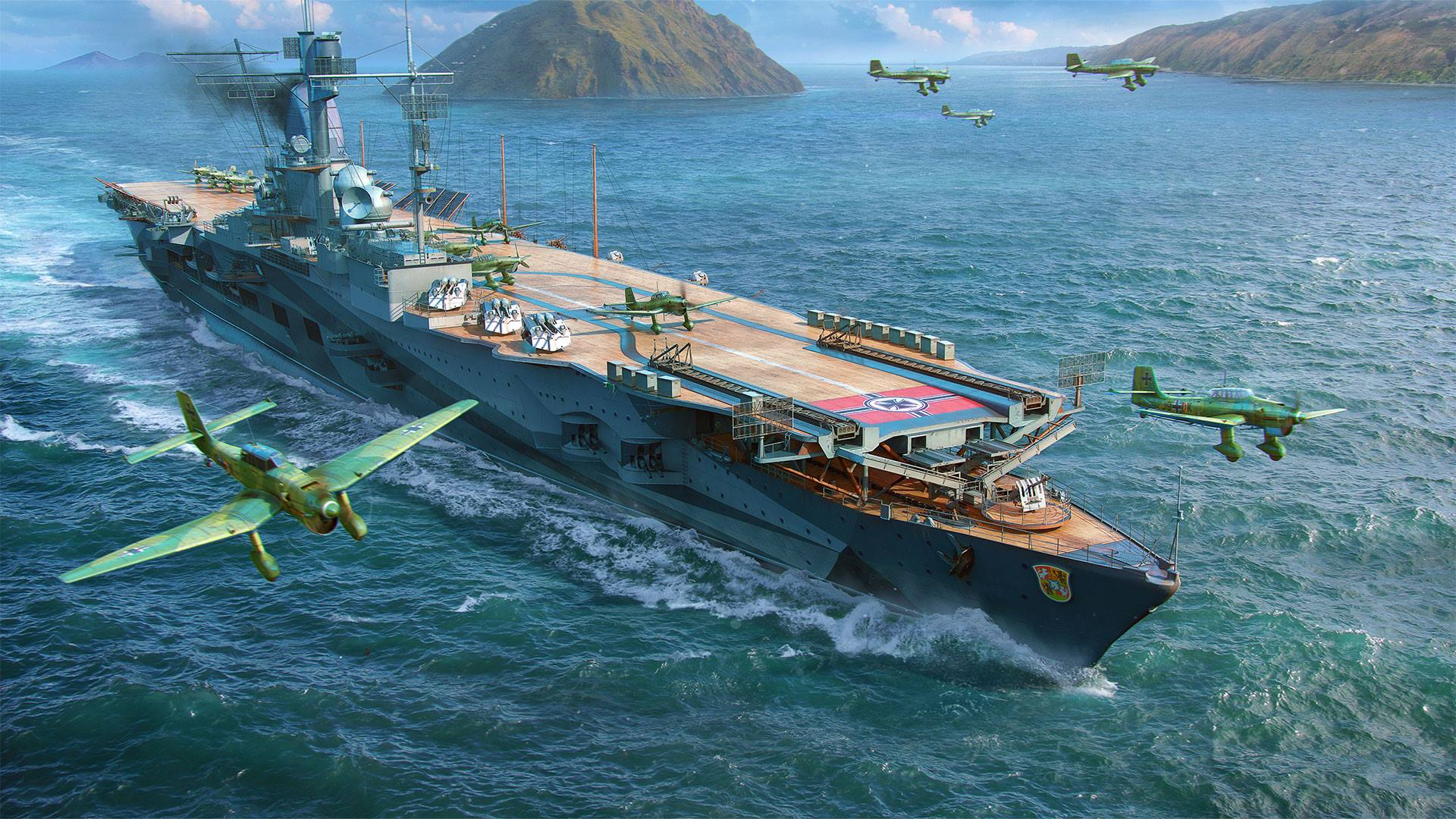 World Of Warships Video Games PC Gaming Artwork Graf Zeppelin Junkers Ju 87 Stuka Kriegsmarine Aircr 1920x1080