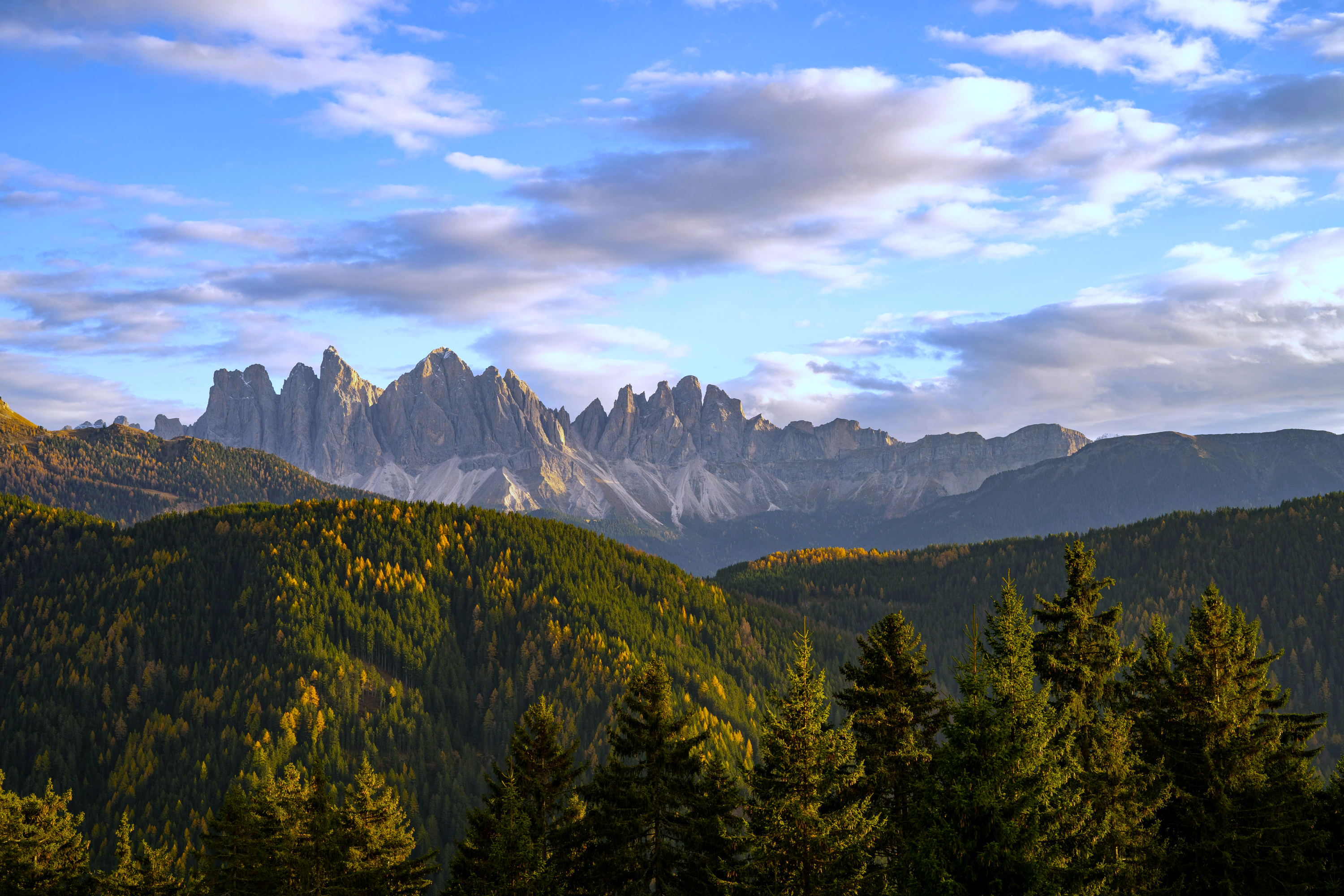 Nature Landscape Clouds Sky Mountains Trees Forest Pine Trees Dolomites Italy 3000x2000