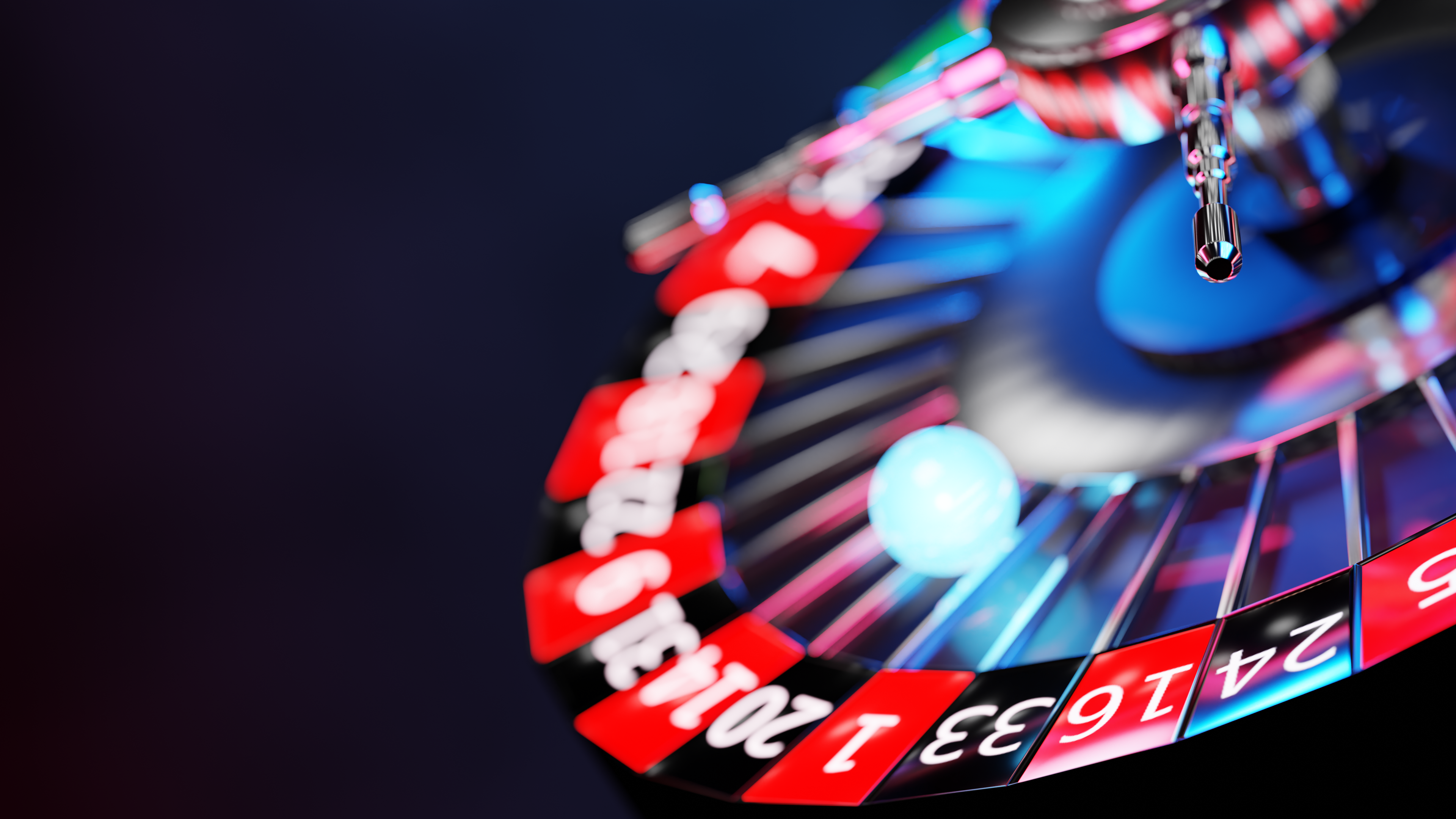 Roulette Casino Numbers 4K CGi Digital Art Minimalism Dark Red Blue 3840x2160