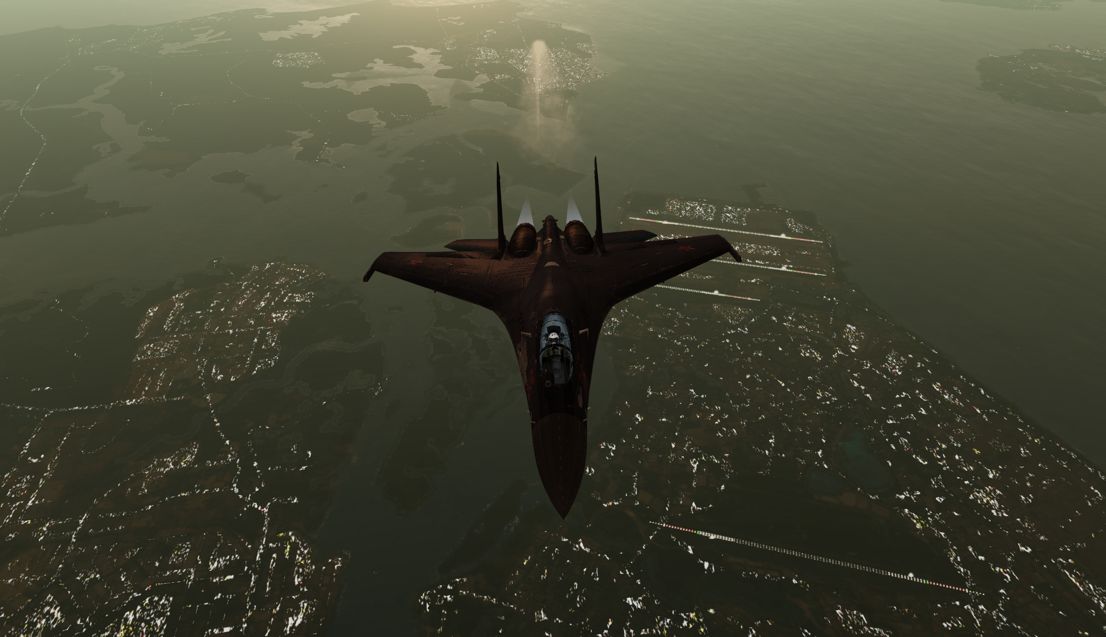 Aircraft Jet Fighter Game Simulator Environment Scenery Digital Art 2242x1292