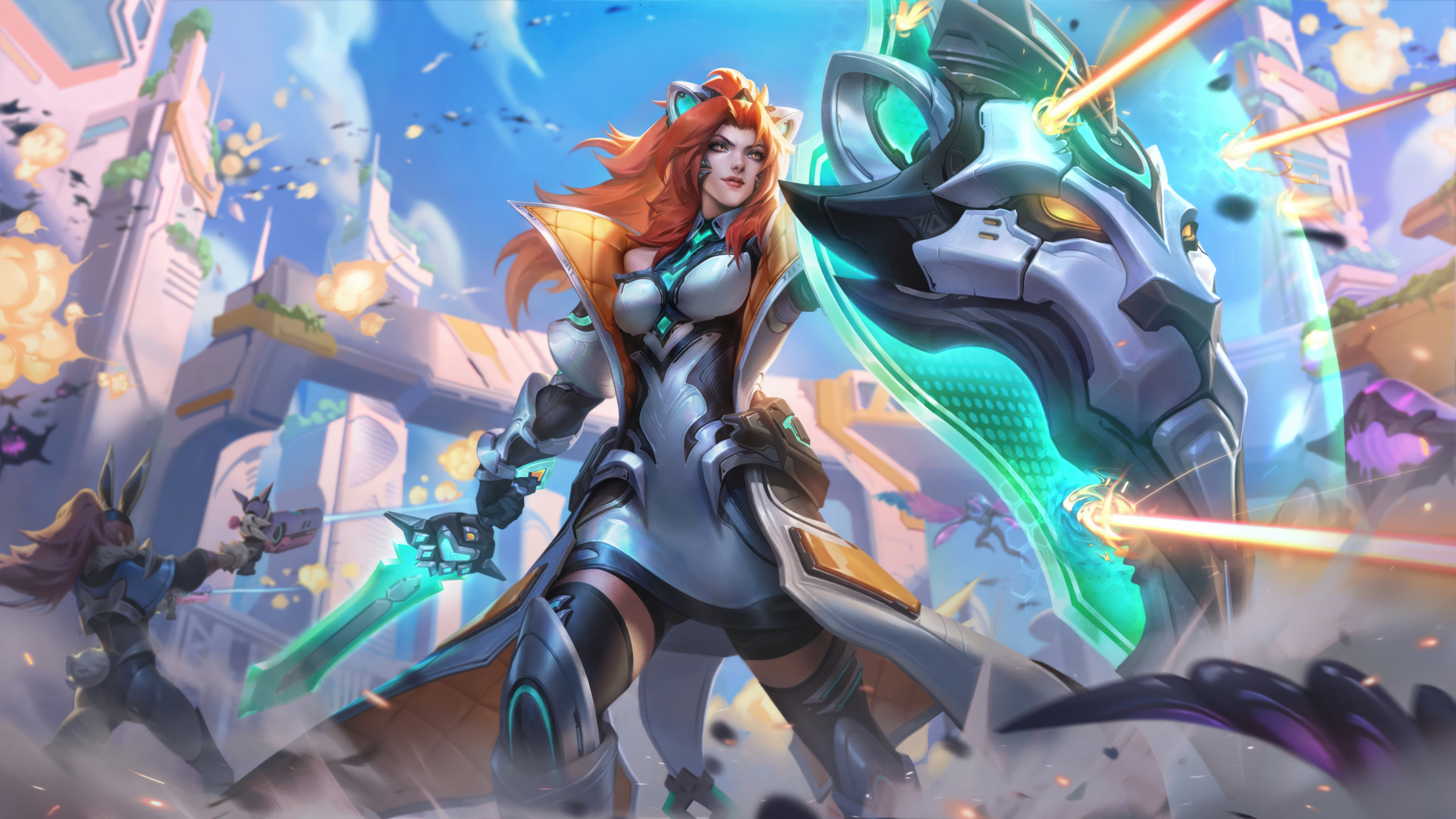 League Of Legends Digital Art Riot Games GZG 4K Video Games Leona League Of Legends Battle Cat Leagu 7680x4320