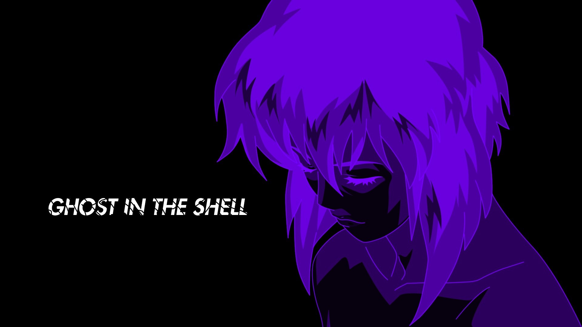 Ghost In The Shell Anime Purple Kusanagi Motoko Dark Artwork Anime Girls Minimalism Black Background 1920x1080