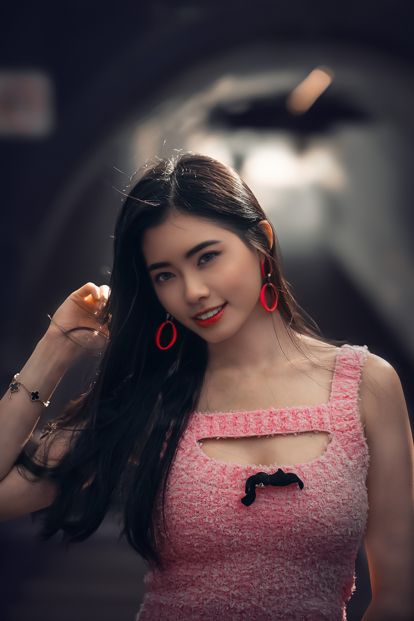 Steven Chiow Women Asian Pink Clothing Portrait Red Lipstick 1365x2048