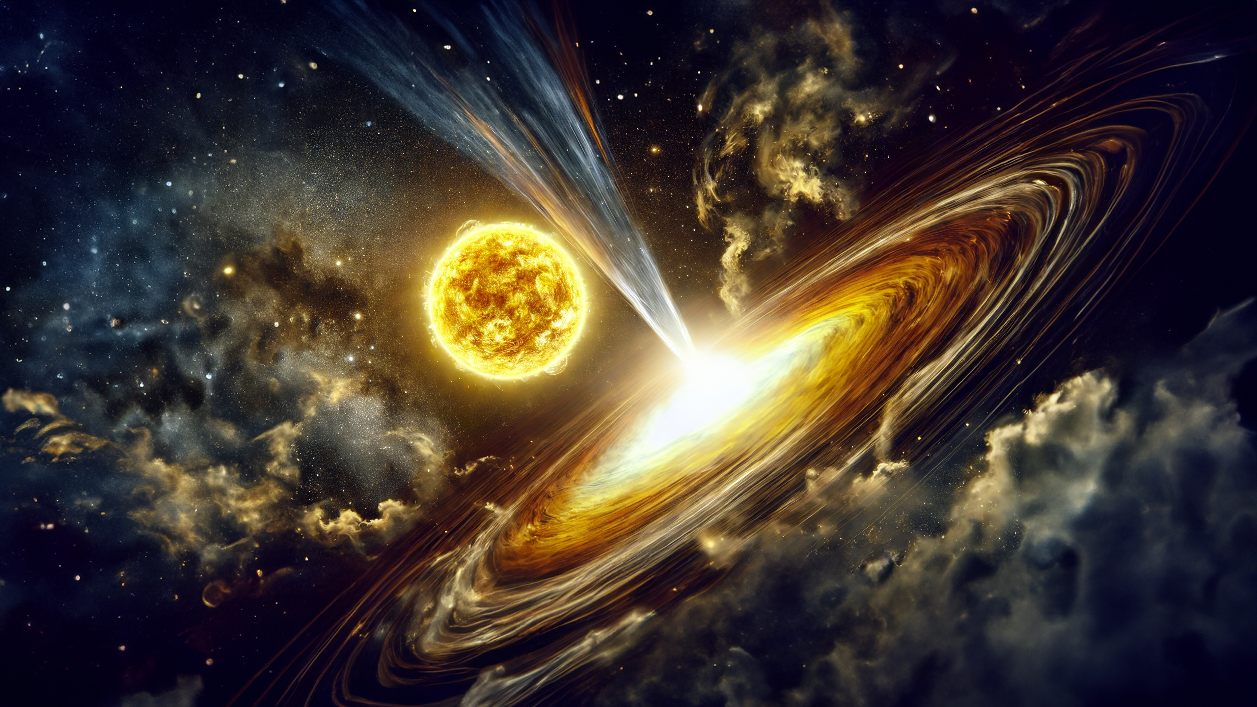 Space Nebula Universe Stars Sun Planet Black Holes Ai Art 2560x1440