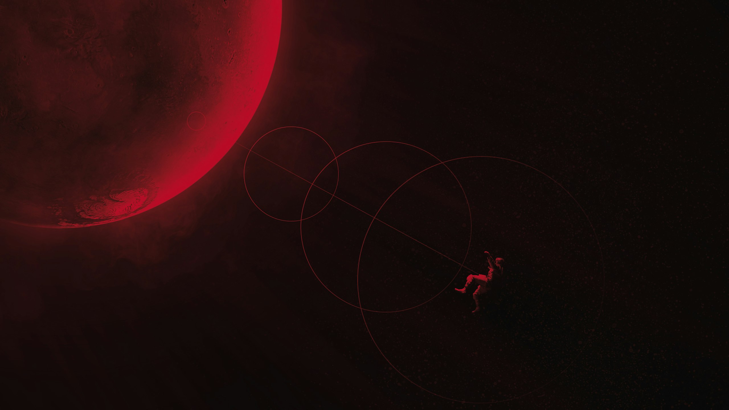 Red Astronaut Circle Space 2560x1440