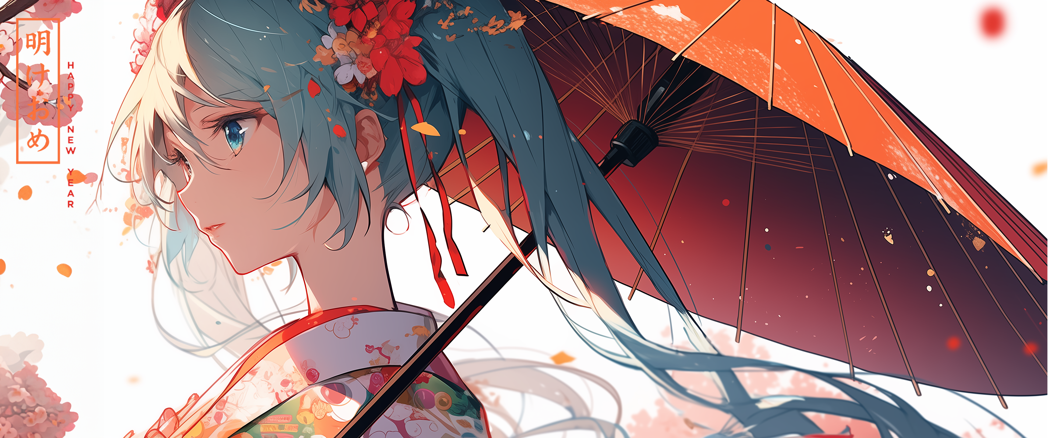 Hatsune Miku New Years Cherry Blossom 3440x1440