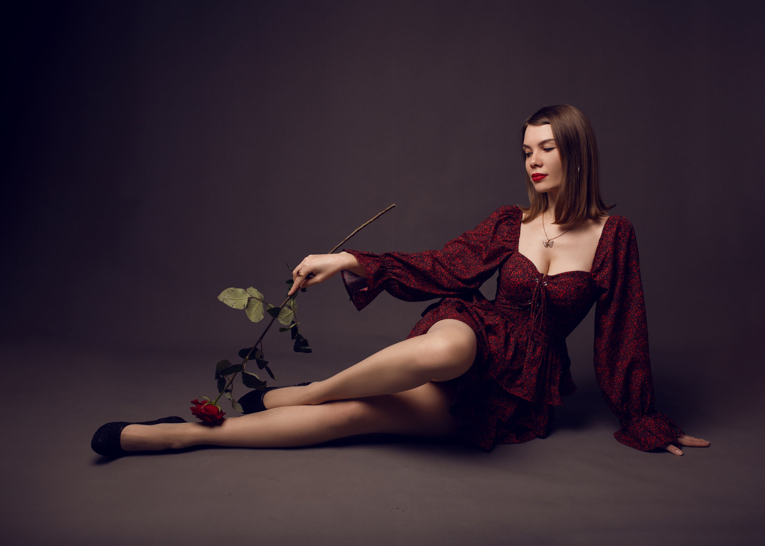 Aleksey Lozgachev Women Makeup Dress Rose Studio 2560x1829