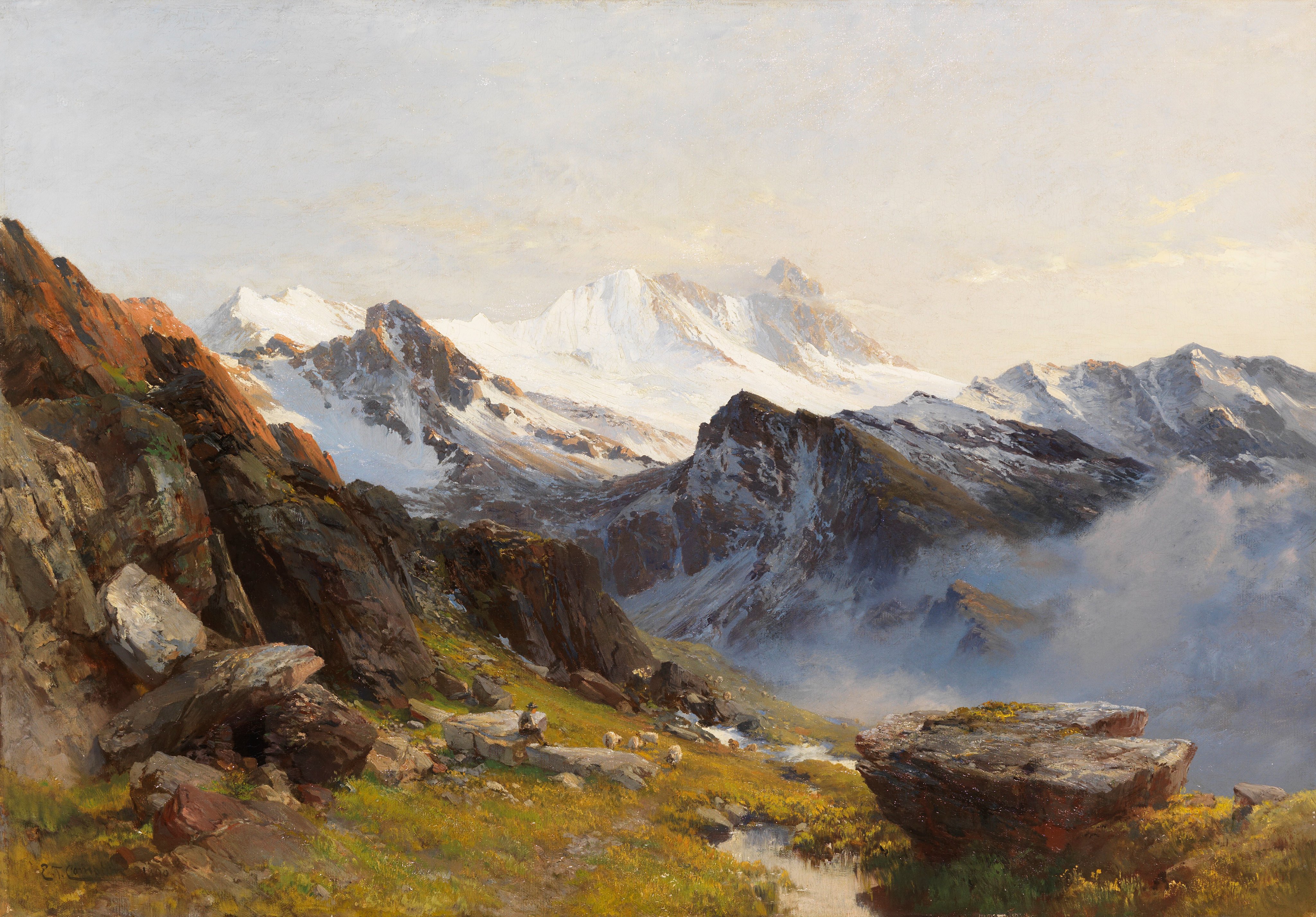 Painting Landscape Nature Mountains 4096x2853