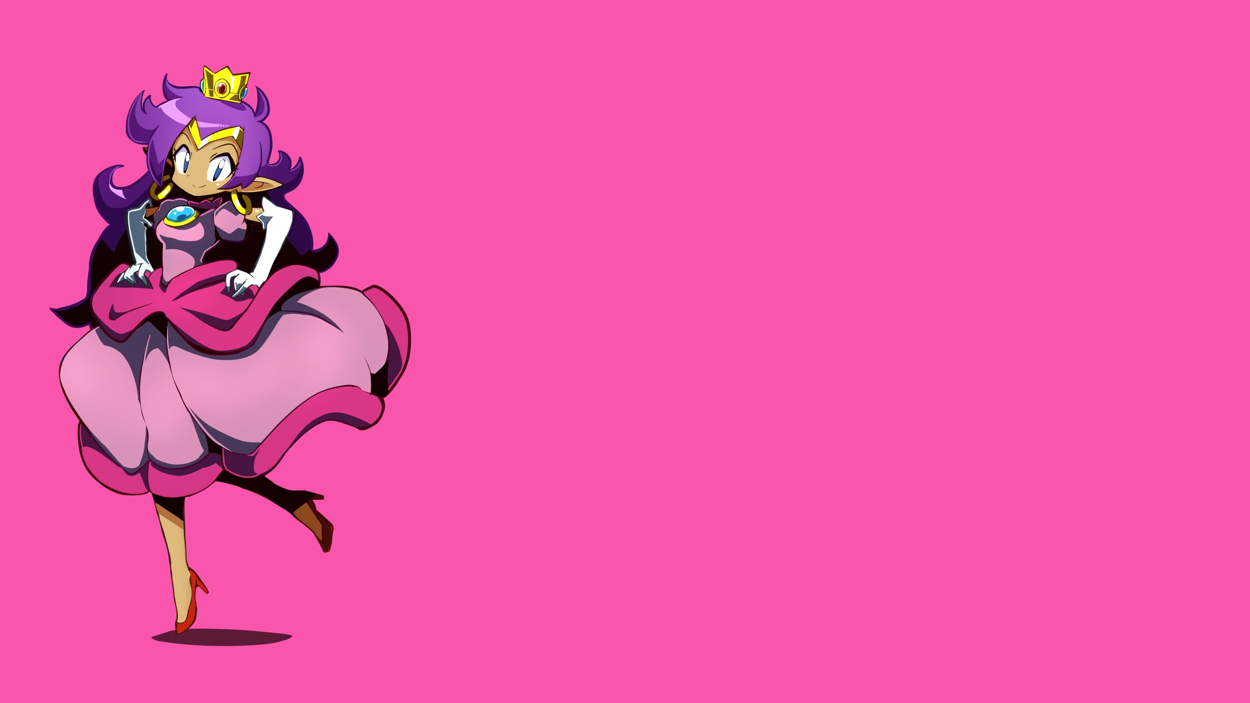 Shantae WayForward Nintendo Princess Peach Crossover Video Game Crossover Cosplay Alternate Costume  2560x1440