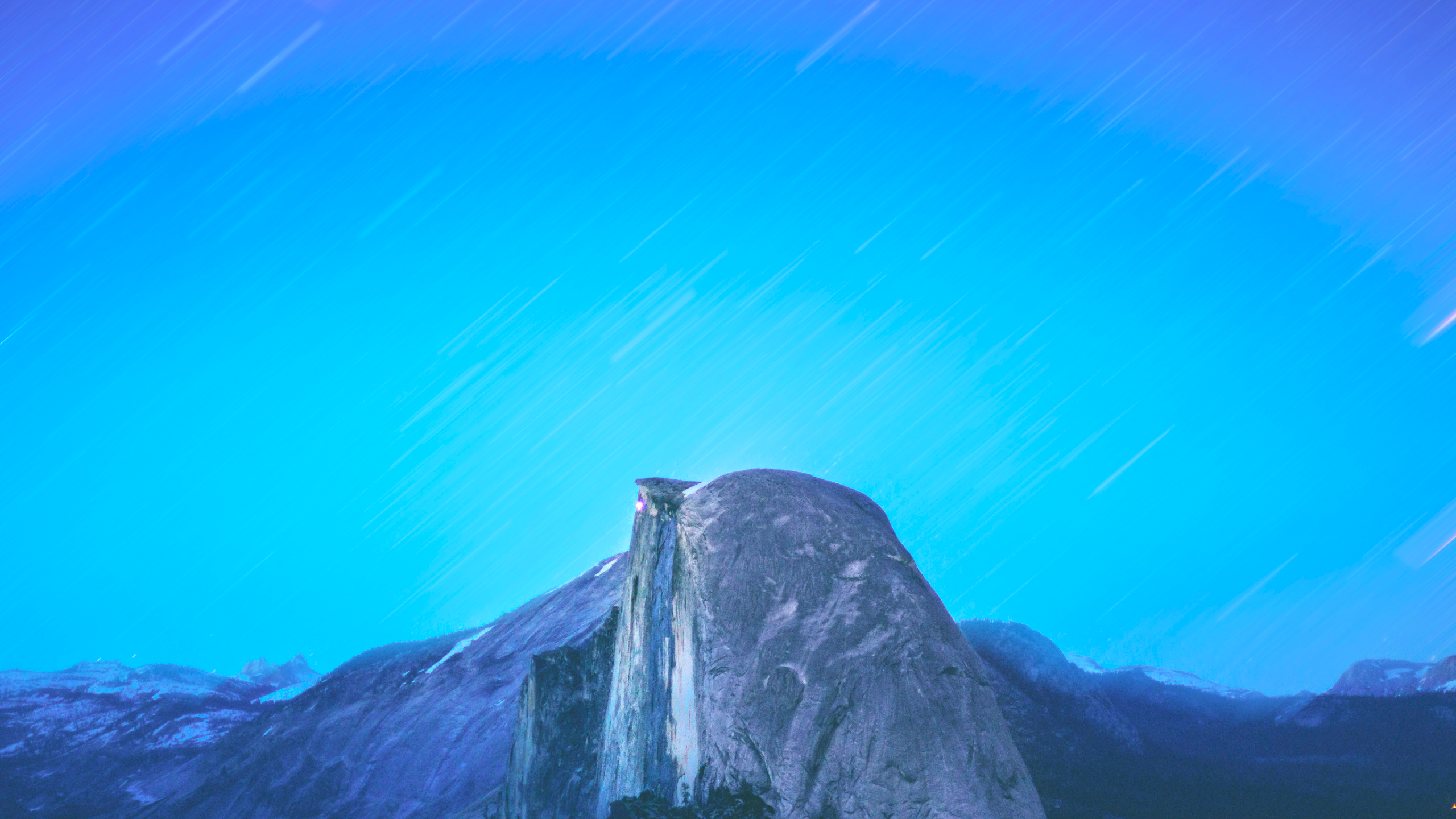 Nature Landscape Mountains Cliff Night Forest Yosemite National Park USA Long Exposure 2560x1440