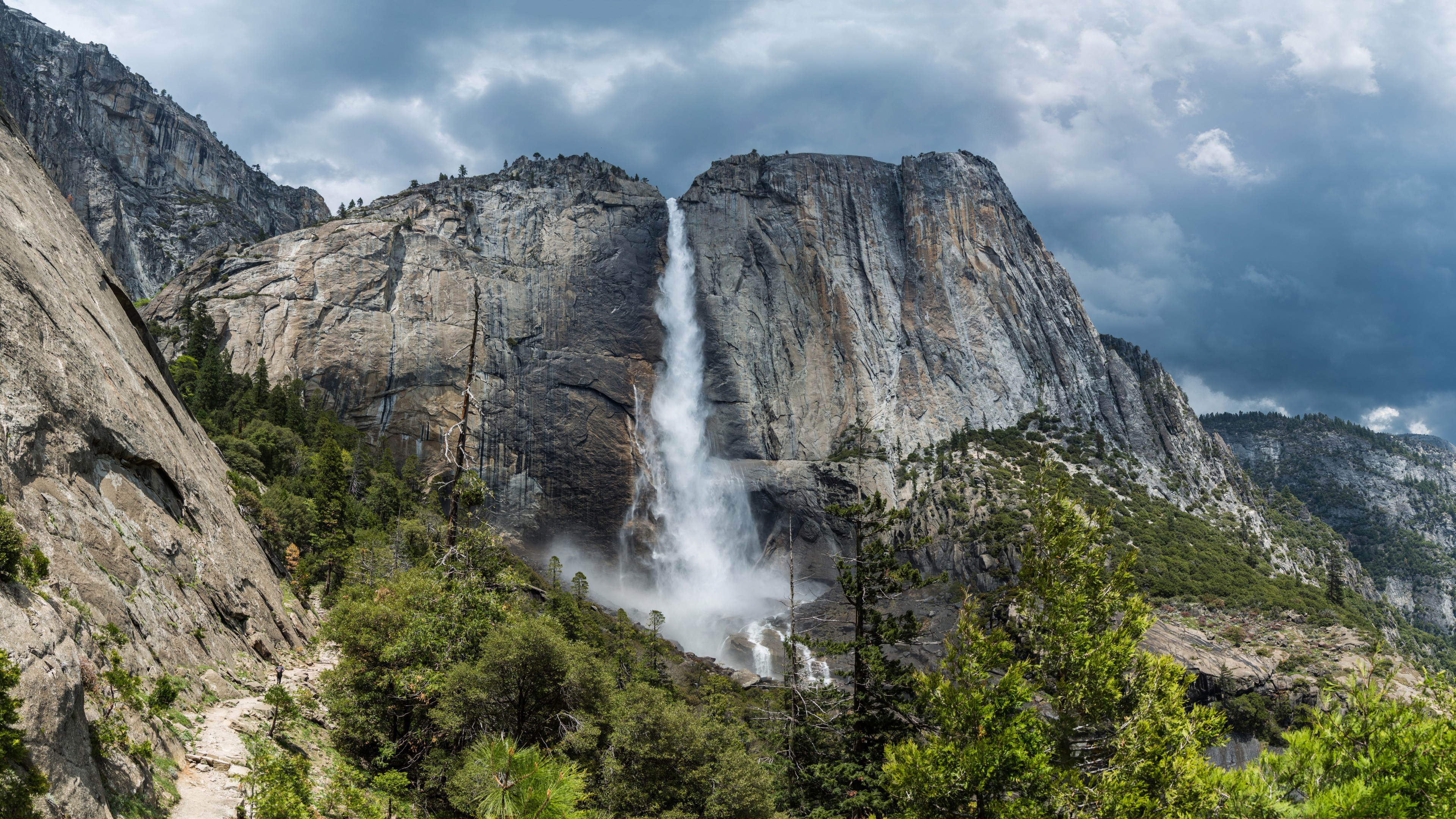 Yosemite Falls Mountains Waterfall Yosemite National Park 3840x2160