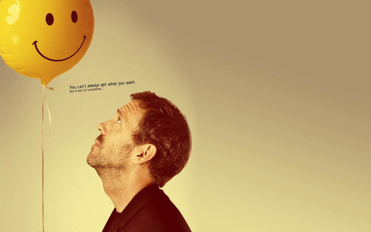 House M D Hugh Laurie Balloon Smiley Actor Men Looking Up 1440x900