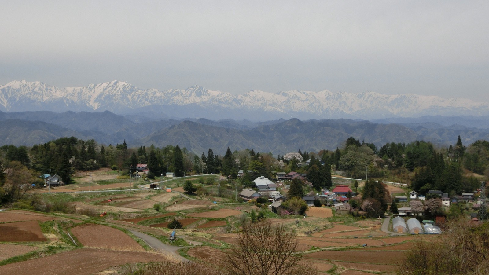 Village Rural Mountains Spring Peaceful Japan Nagano Prefecture Landscape Nature Terraced Field Hori 1600x900