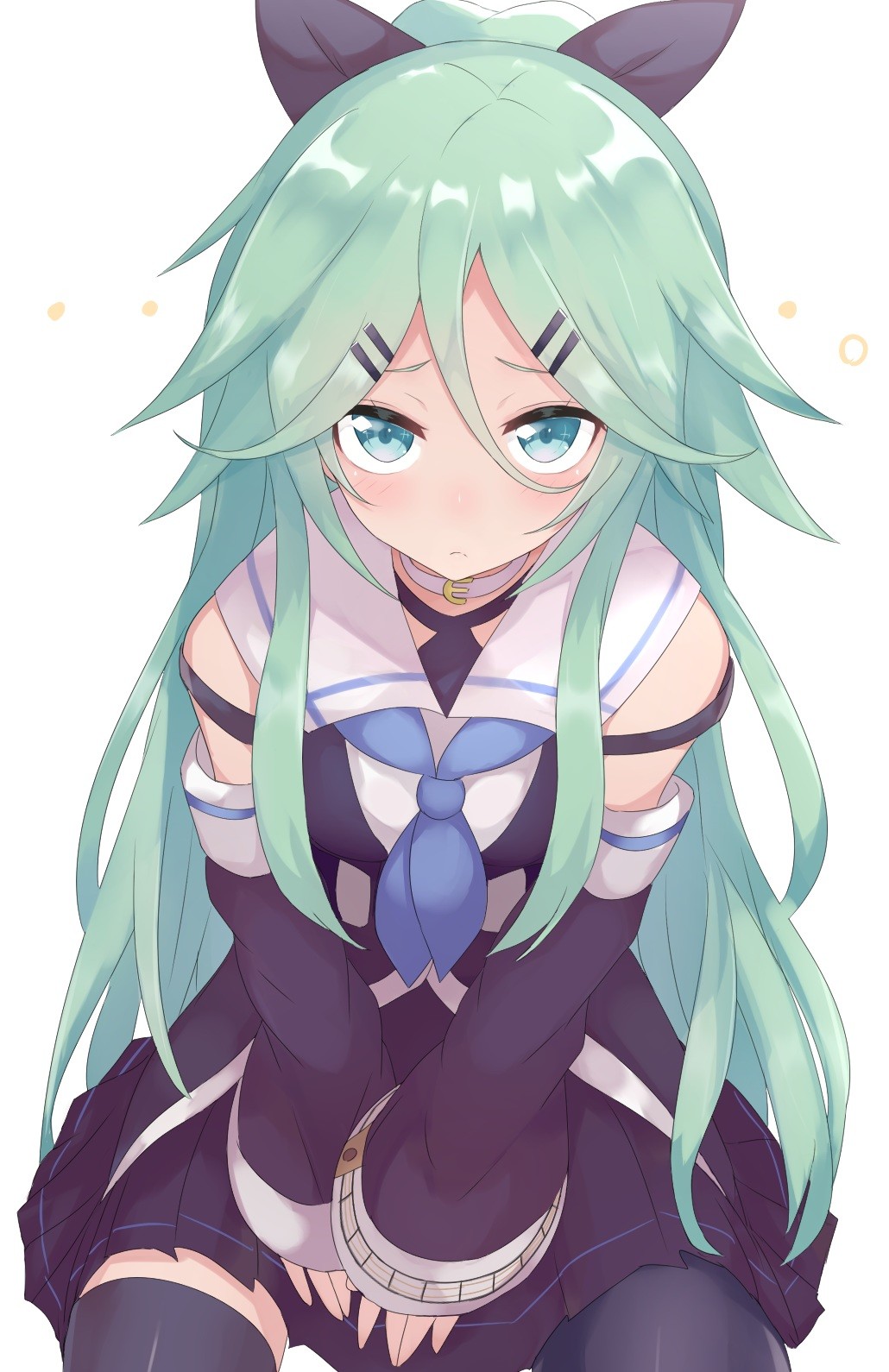 Anime Anime Girls Kantai Collection Yamakaze KanColle Long Hair Aqua Hair Aqua Eyes 1030x1590