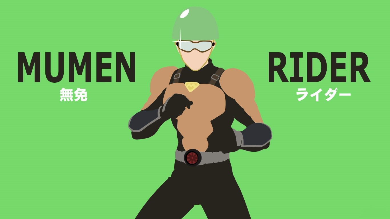 One Punch Man Mumen Rider Anime Green Background 1366x768