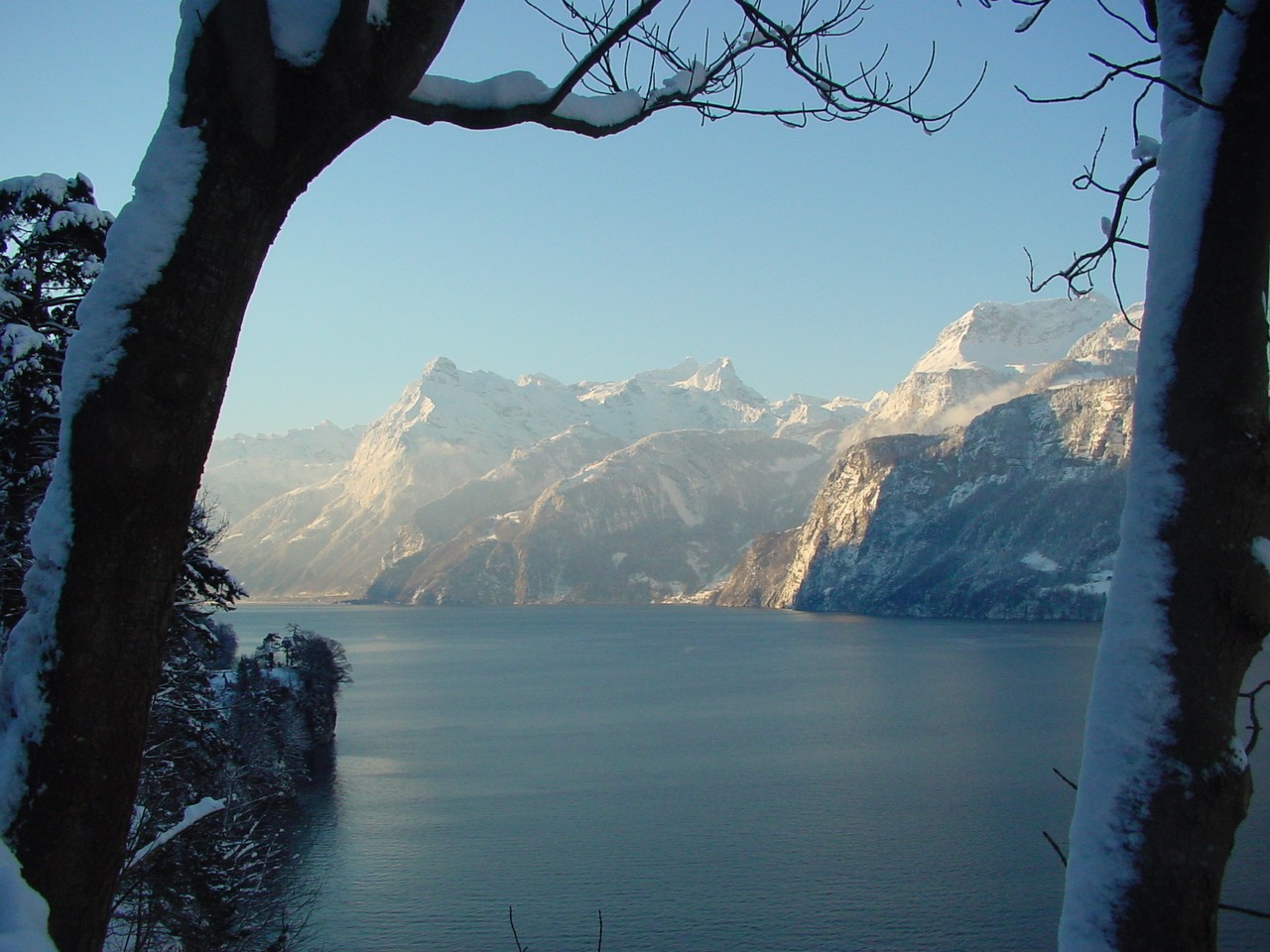 Landscape Mountains Lake Lake Lucerne Alps Winter 1280x960