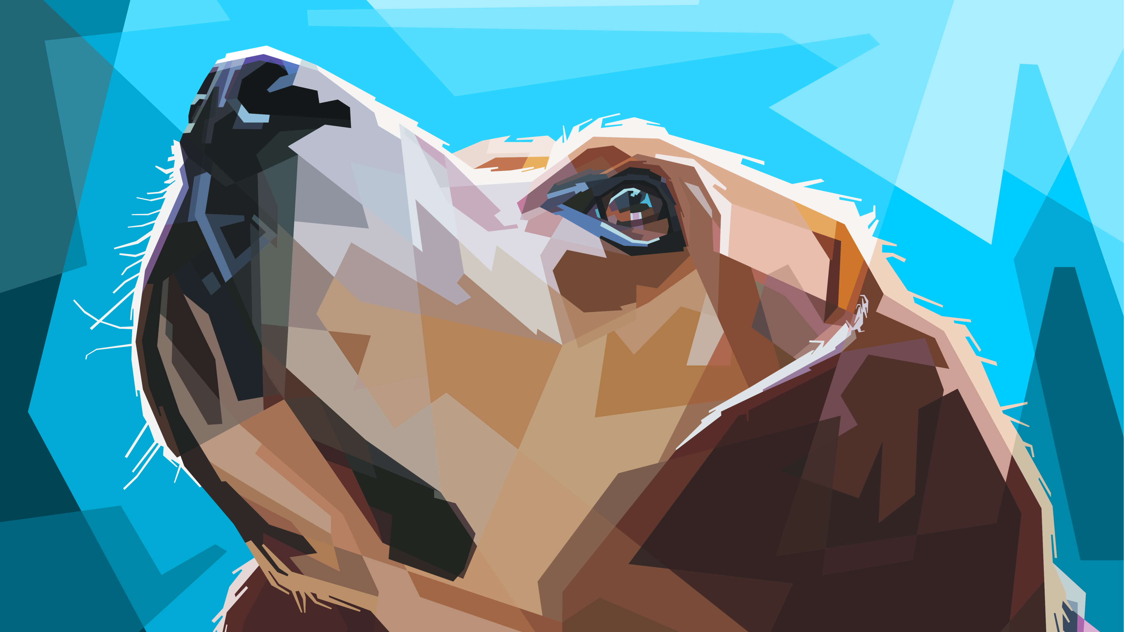 Animals Digital Art Dog Muzzles Illustration Polygon Art Beagles Cyan Beagle Artwork 3840x2160