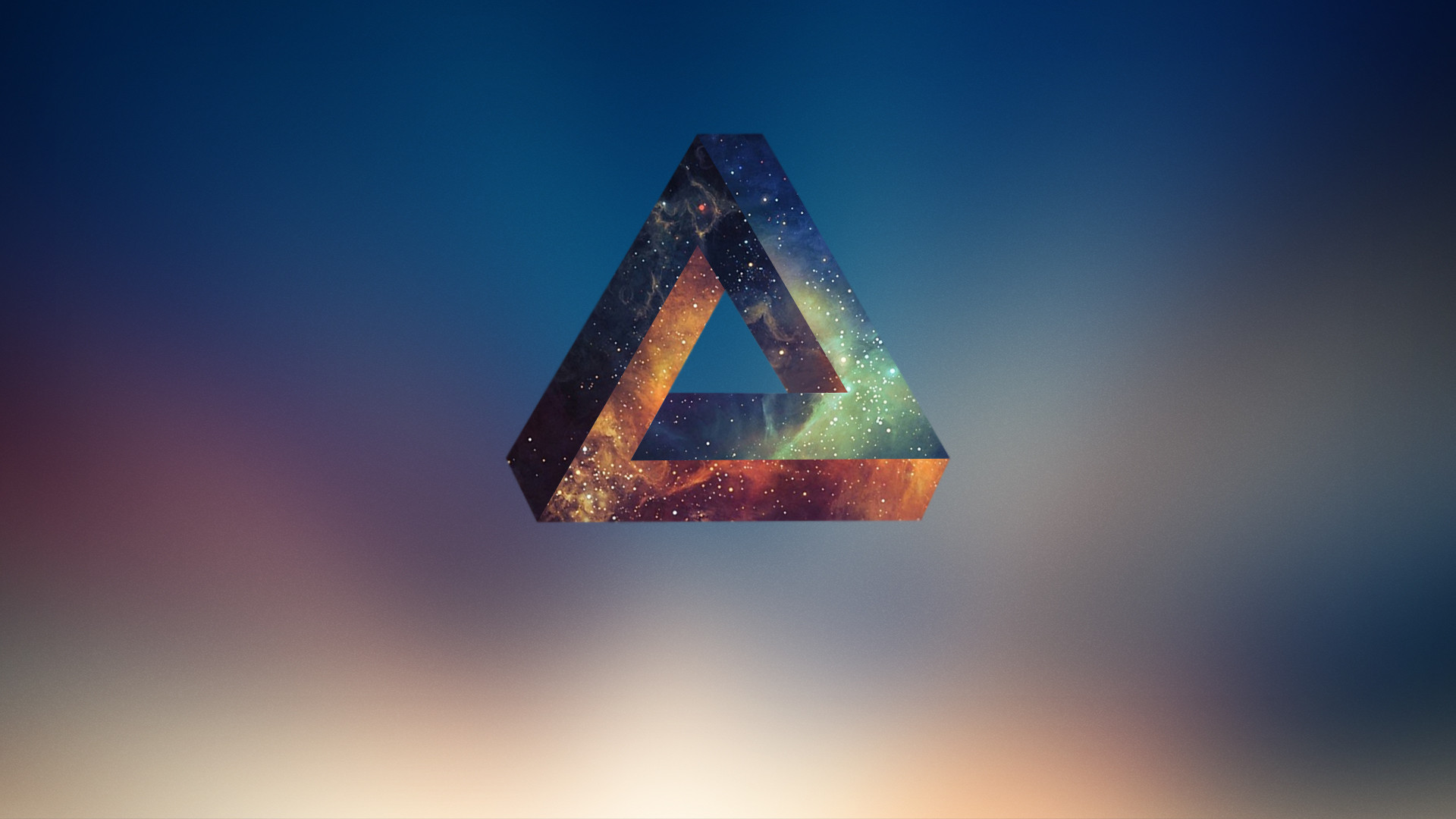 Abstract Triangle Space Stars Penrose Triangle Minimalism 1920x1080