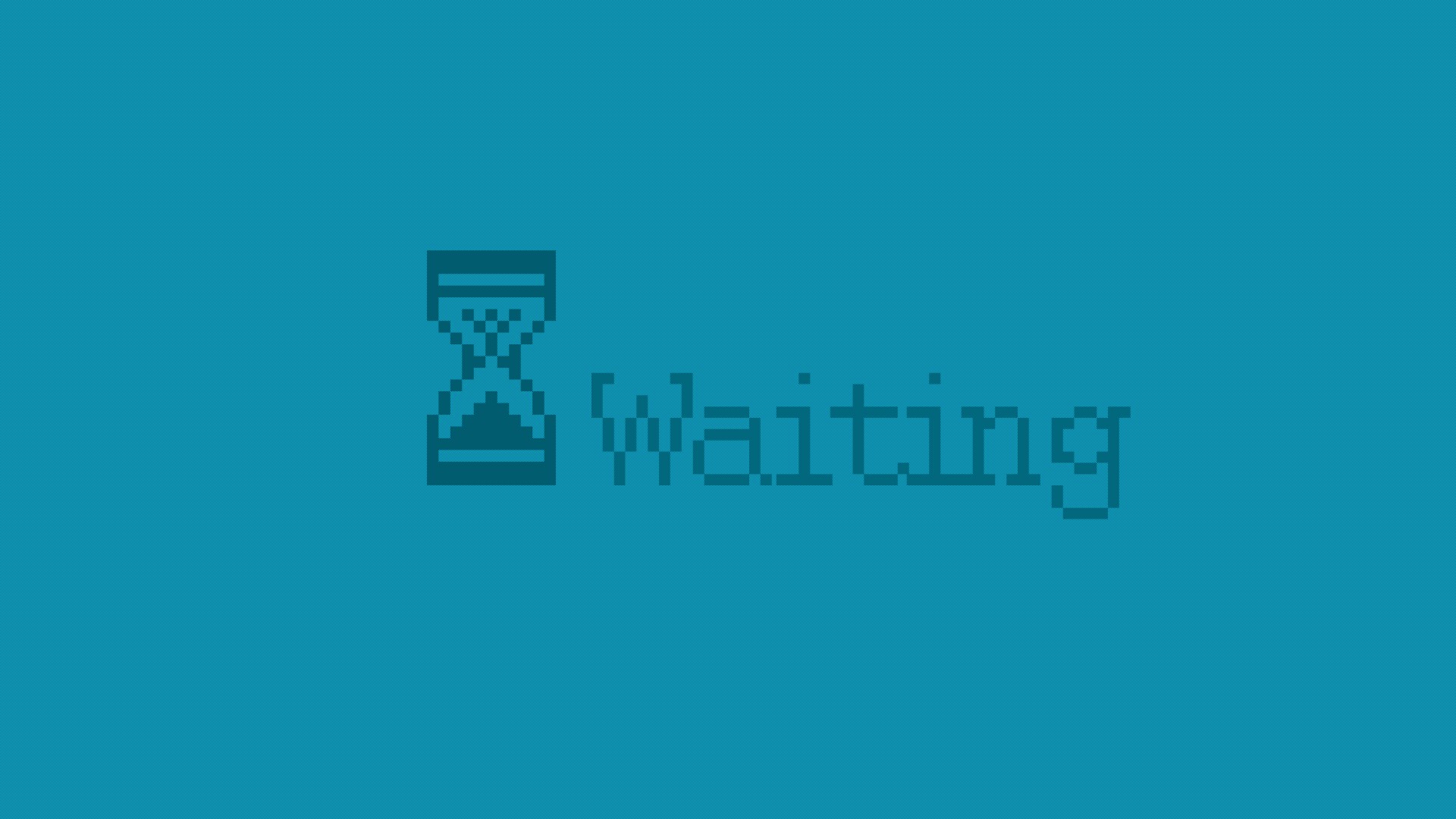 Pixels Minimalism Waiting Blue Background Hourglasses Text 1920x1080