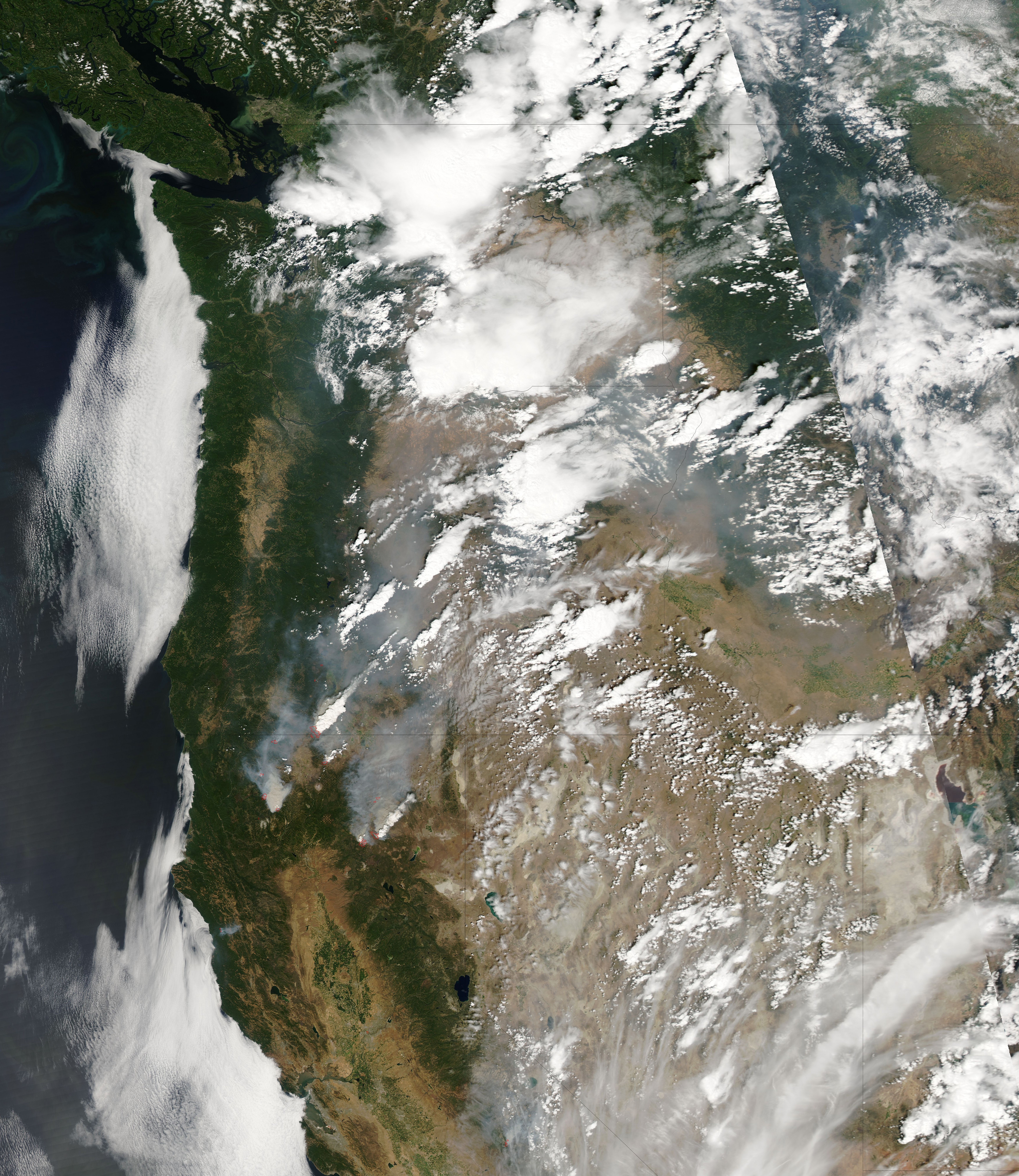 Earth California Washington State Oregon Nevada Idaho Montana Satellite Imagery Clouds NASA 5200x6000