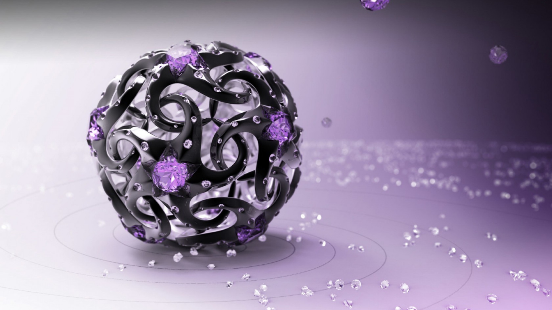 3D Ball Diamond Digital Art 1920x1080