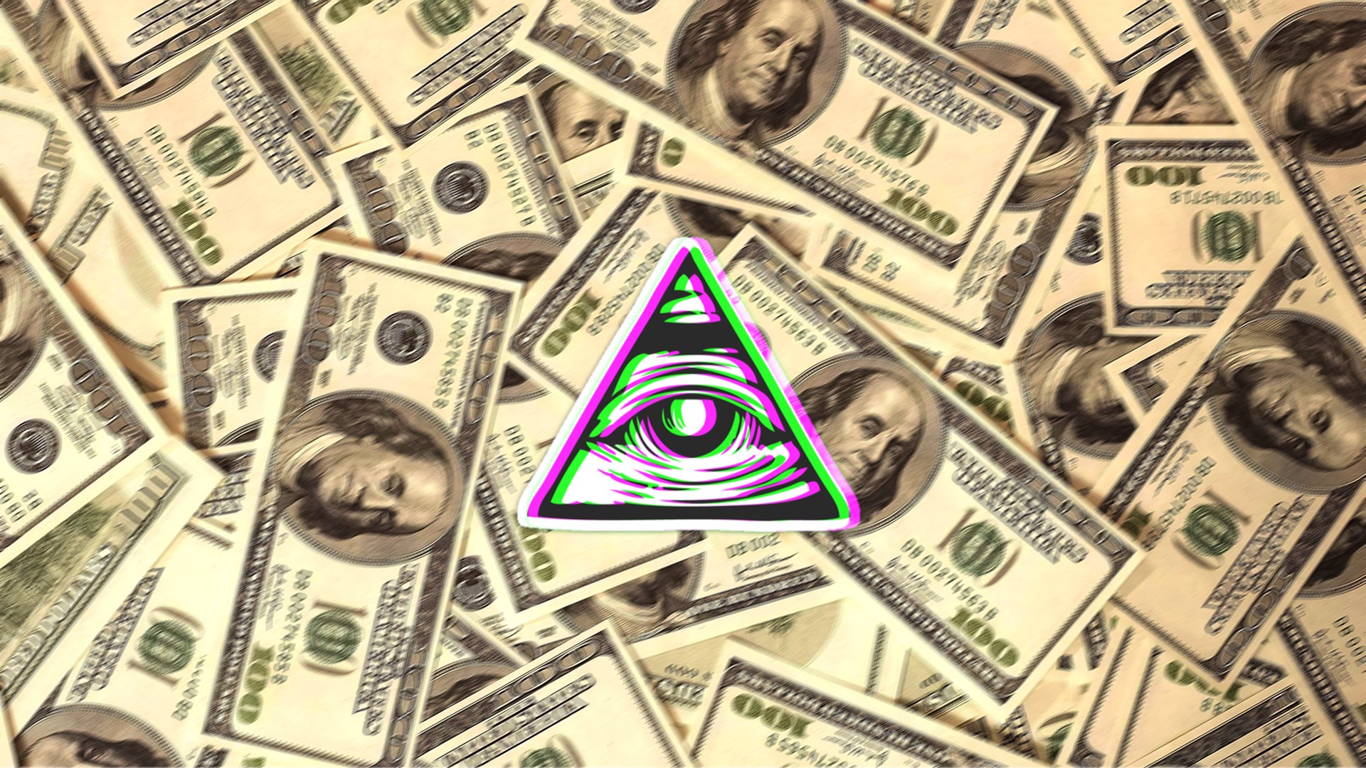 Illuminati Eyes Dollars Digital Art Money The All Seeing Eye Anaglyph 3D 1920x1080