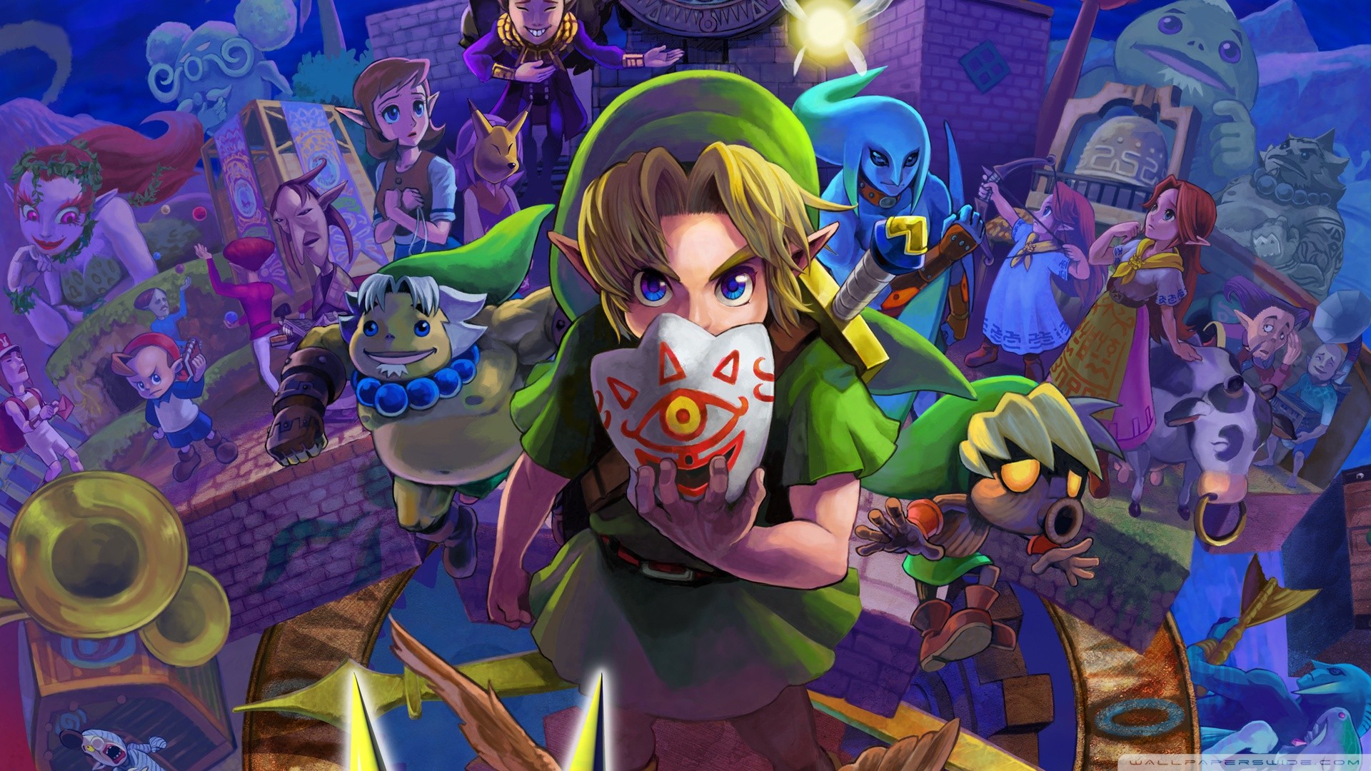 The Legend Of Zelda The Legend Of Zelda Majora S Mask Video Games Nintendo Link Mask Artwork Happy M 1920x1080