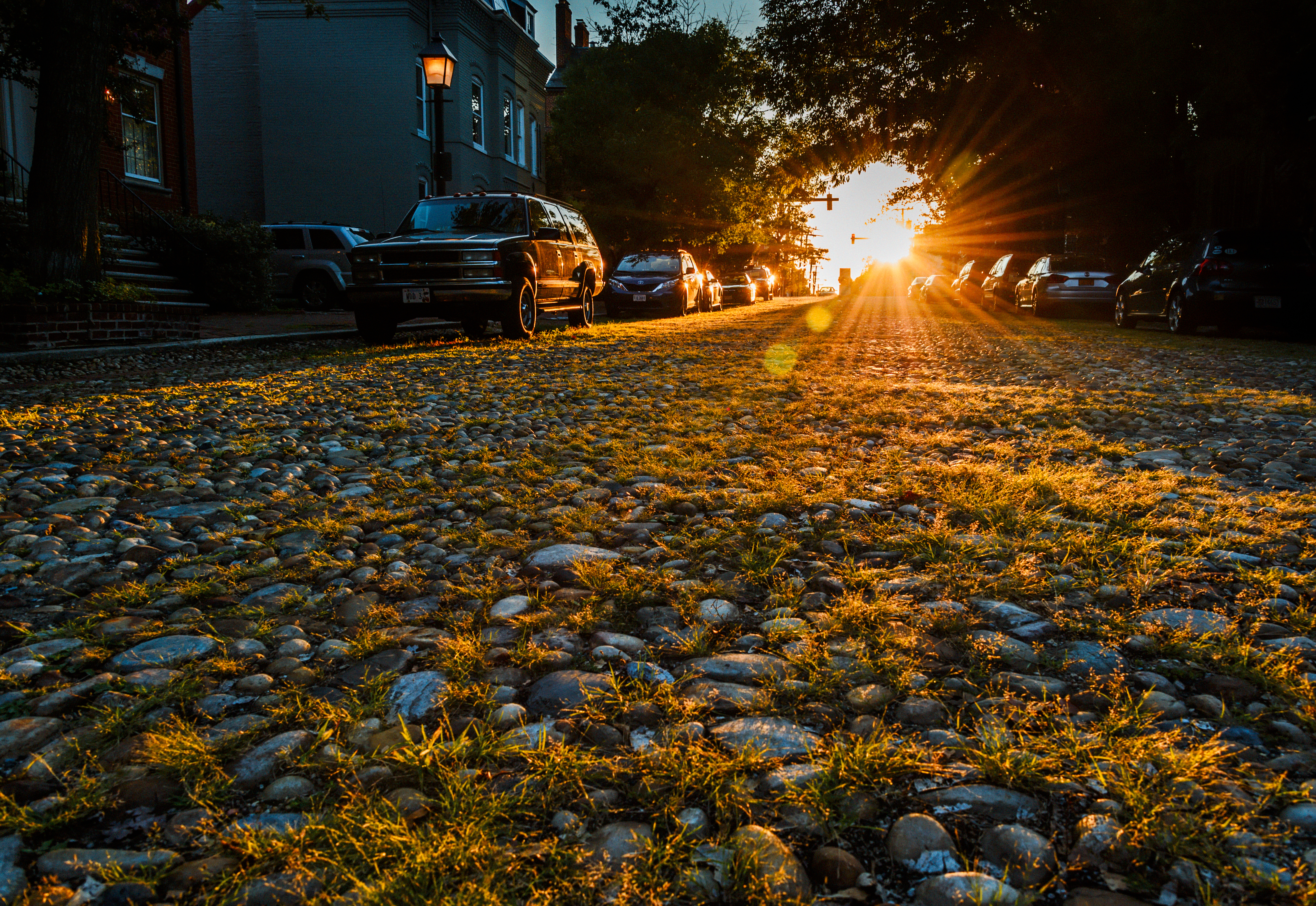 Alexandria VA Sunset Cobblestone Street 4656x3208