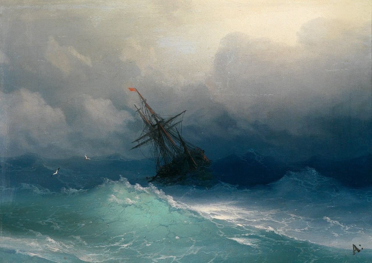 Ivan Aivazovsky Sea Artwork Storm Sailing Ship Vehicle Sky 1280x904