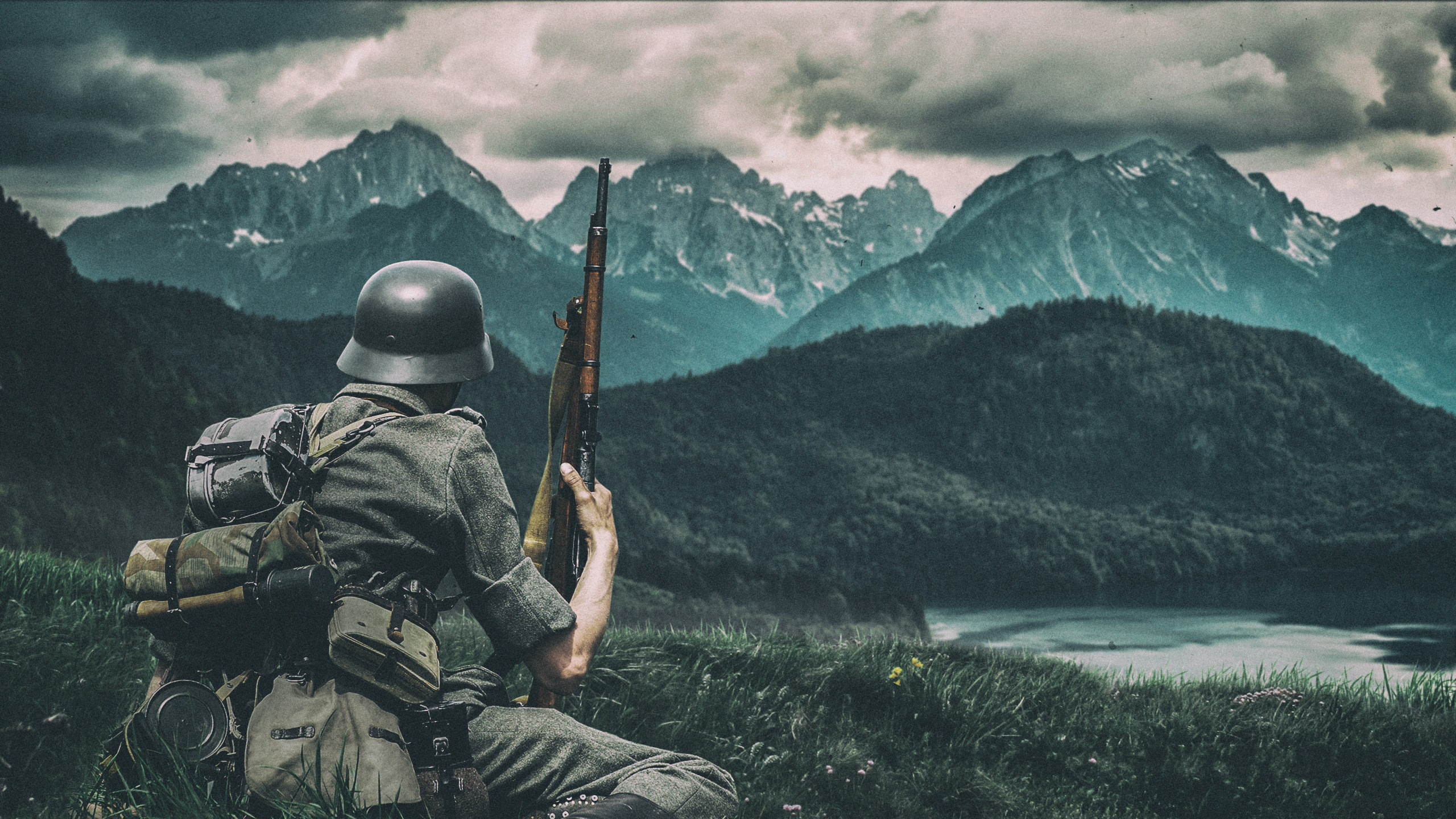 Waffen Ss World War Ii Colorized Photos Mountains 2560x1440