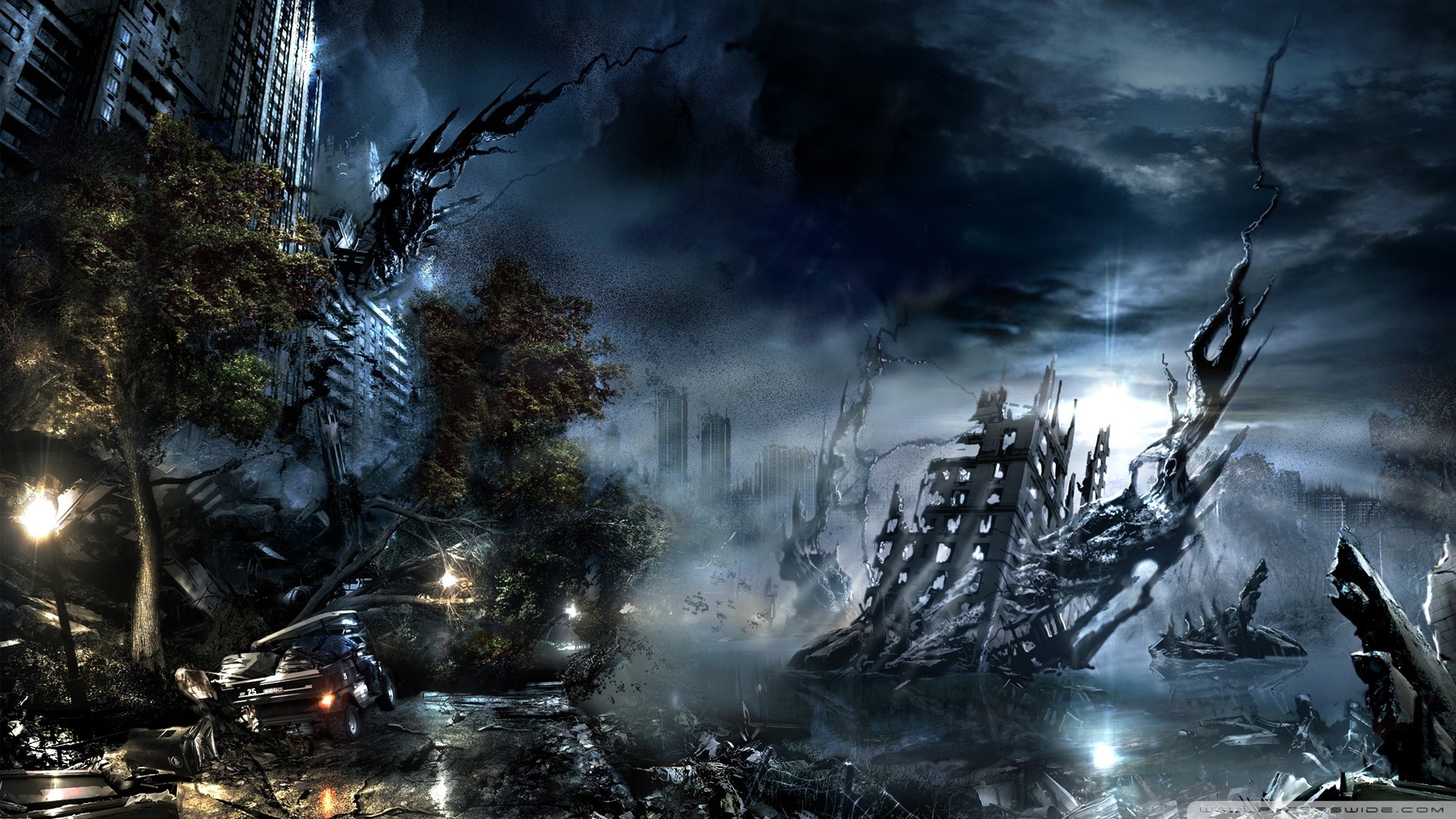Apocalyptic Chaos Video Games Alone In The Dark Video Game Art Horror 1920x1080