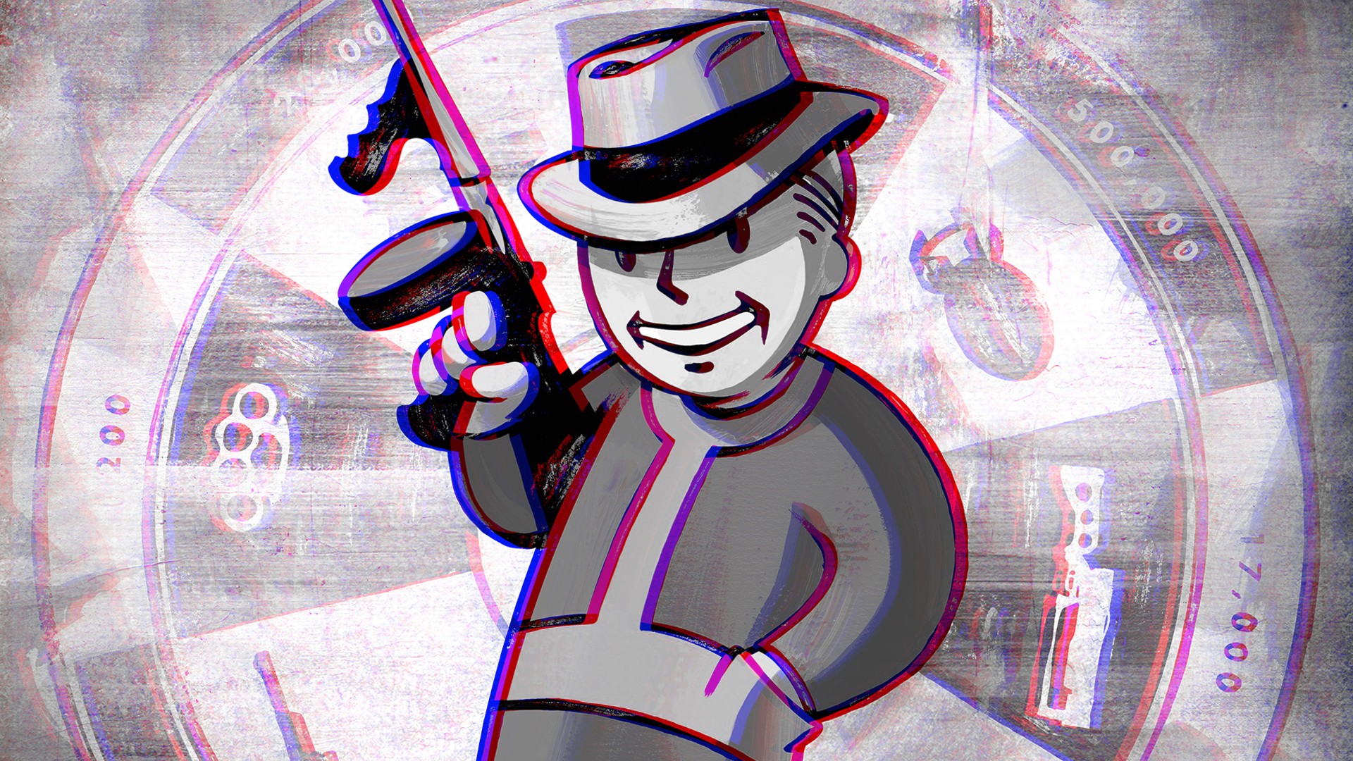 Fallout 3 Anaglyph 3D Vault Boy 1920x1080