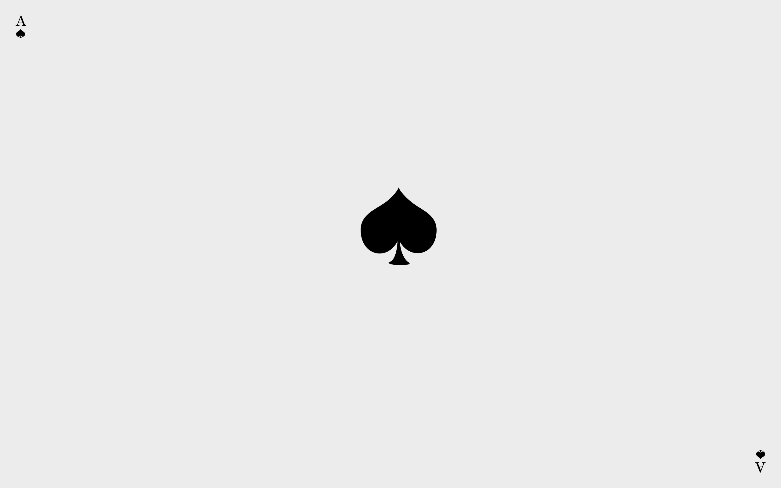 Minimalism Ace Of Spades Playing Cards Simple Background White Background 2560x1600