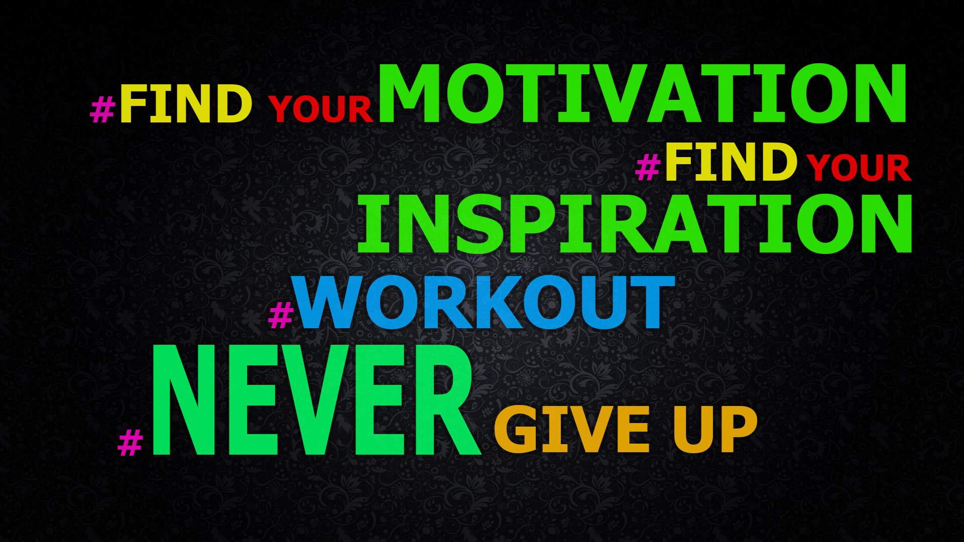 Motivational Exercising Never Give Up Text Typography 1920x1080