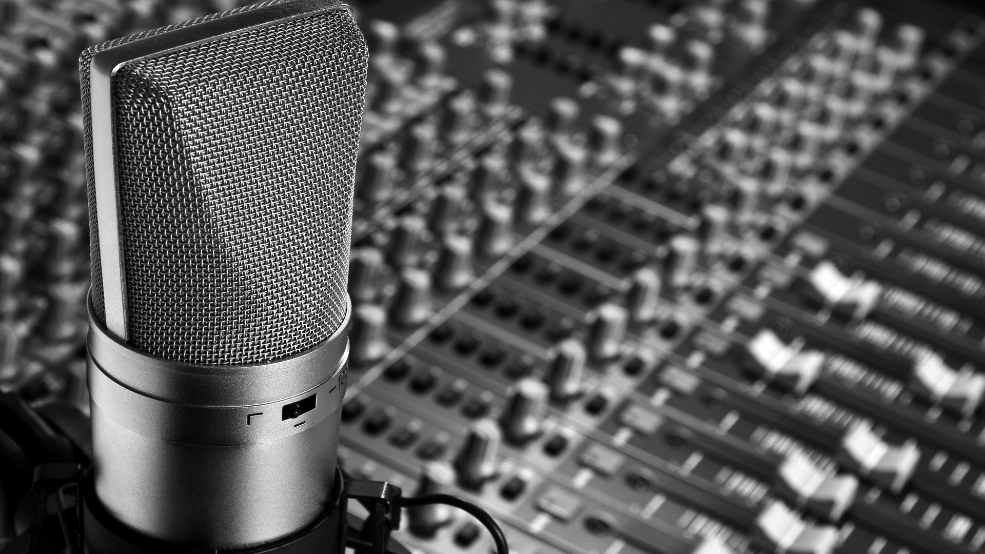Monochrome Photography Closeup Microphone Mixing Consoles Technology Music Depth Of Field Buttons 1920x1080
