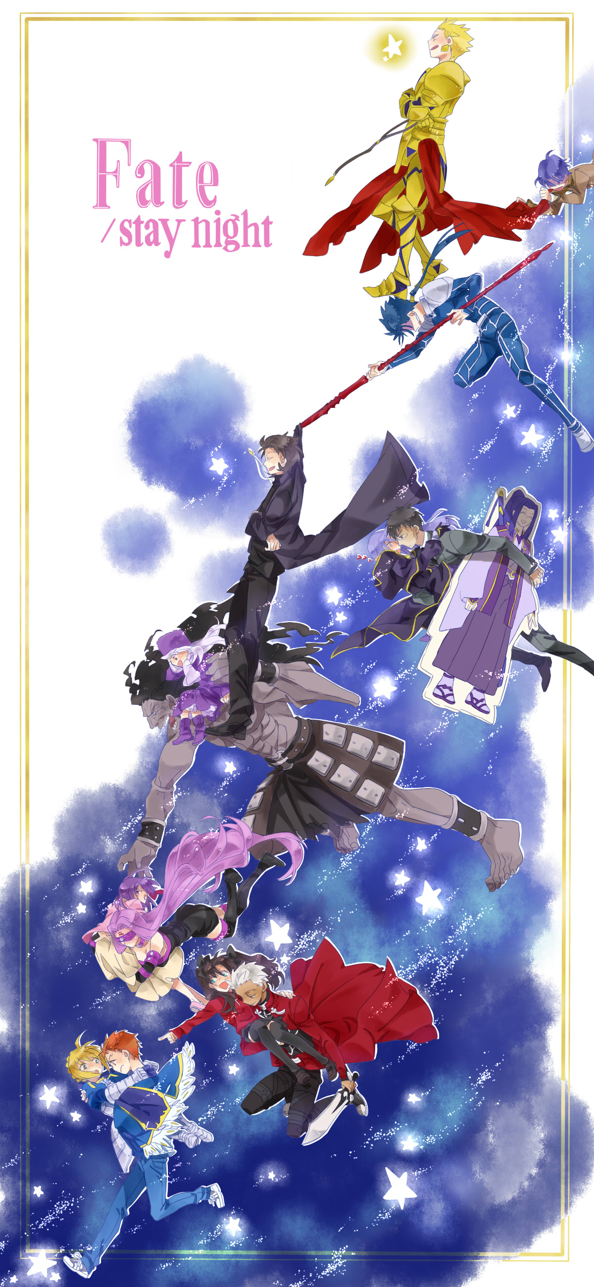 Fate Series Fate Stay Night Saber Gilgamesh Sakura Matou Tohsaka Rin Kotomine Kirei Lancer Fate Stay 1200x2600