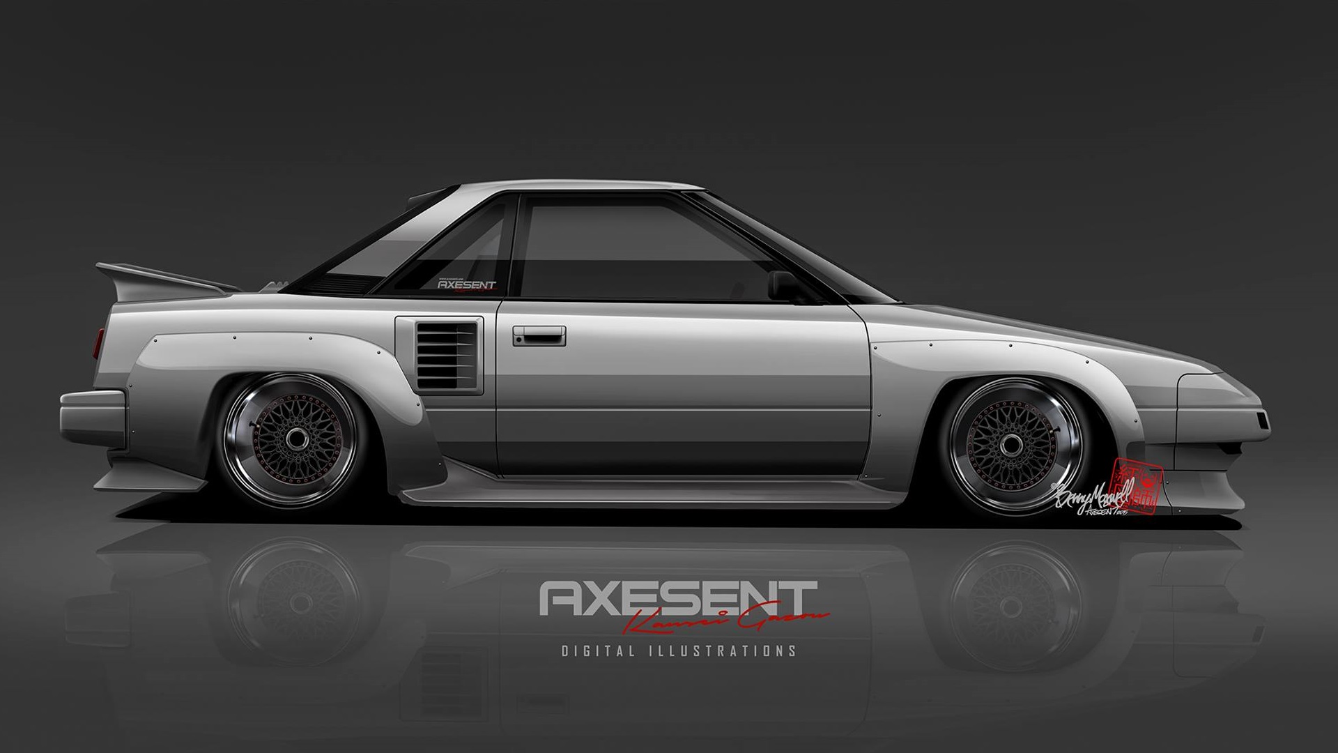Axesent Creations Toyota MR2 JDM Render Toyota Japanese Cars Side View Silver Cars Toyota Mr2 AW11 D 1920x1080