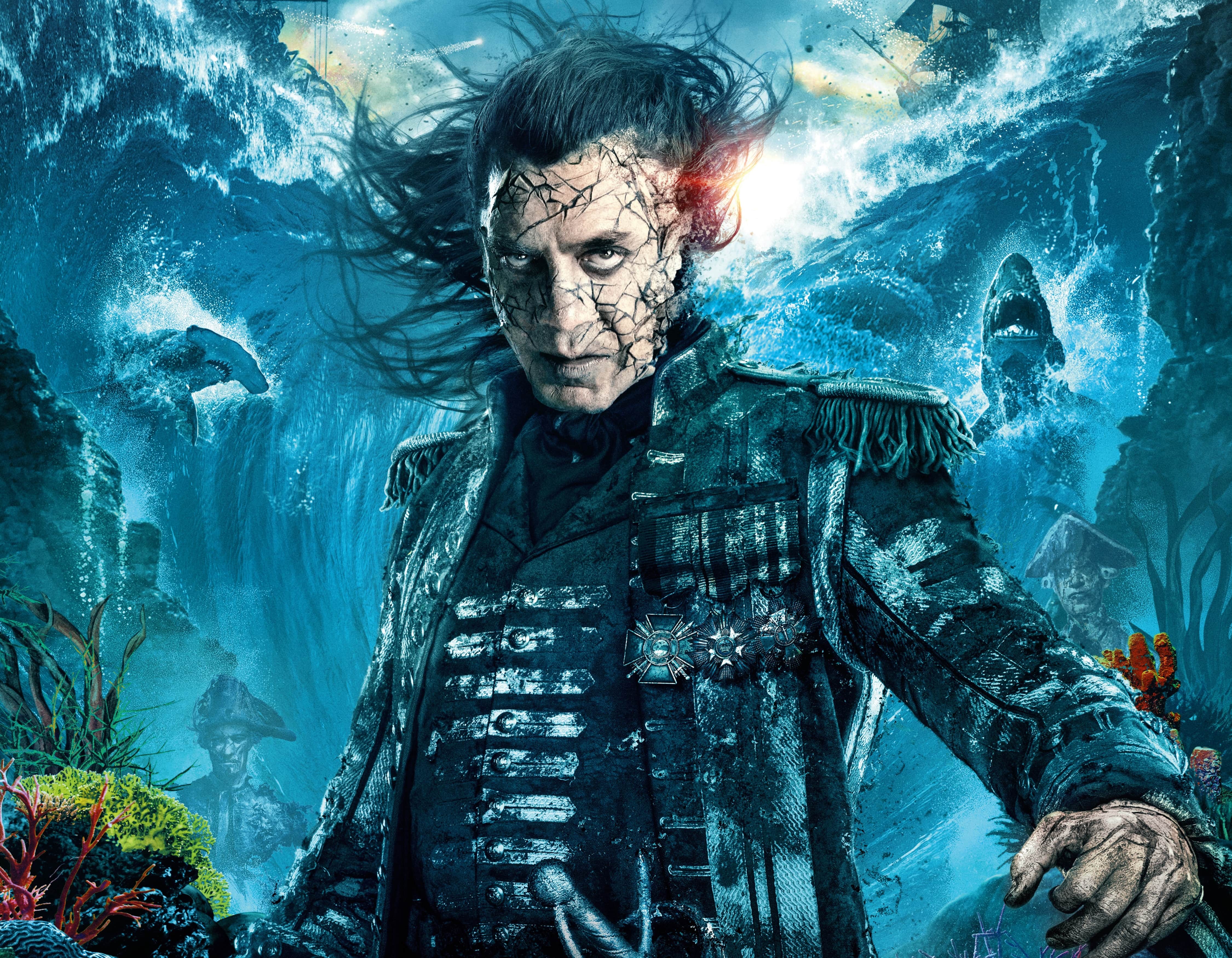 Pirates Of The Caribbean Dead Men Tell No Tales Pirates Of The Caribbean Movies Javier Bardem Cyan 4500x3500