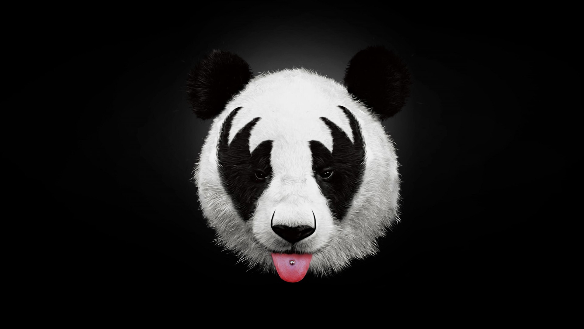 Panda Tongues Tongues Kiss Music Humor Black 1920x1080