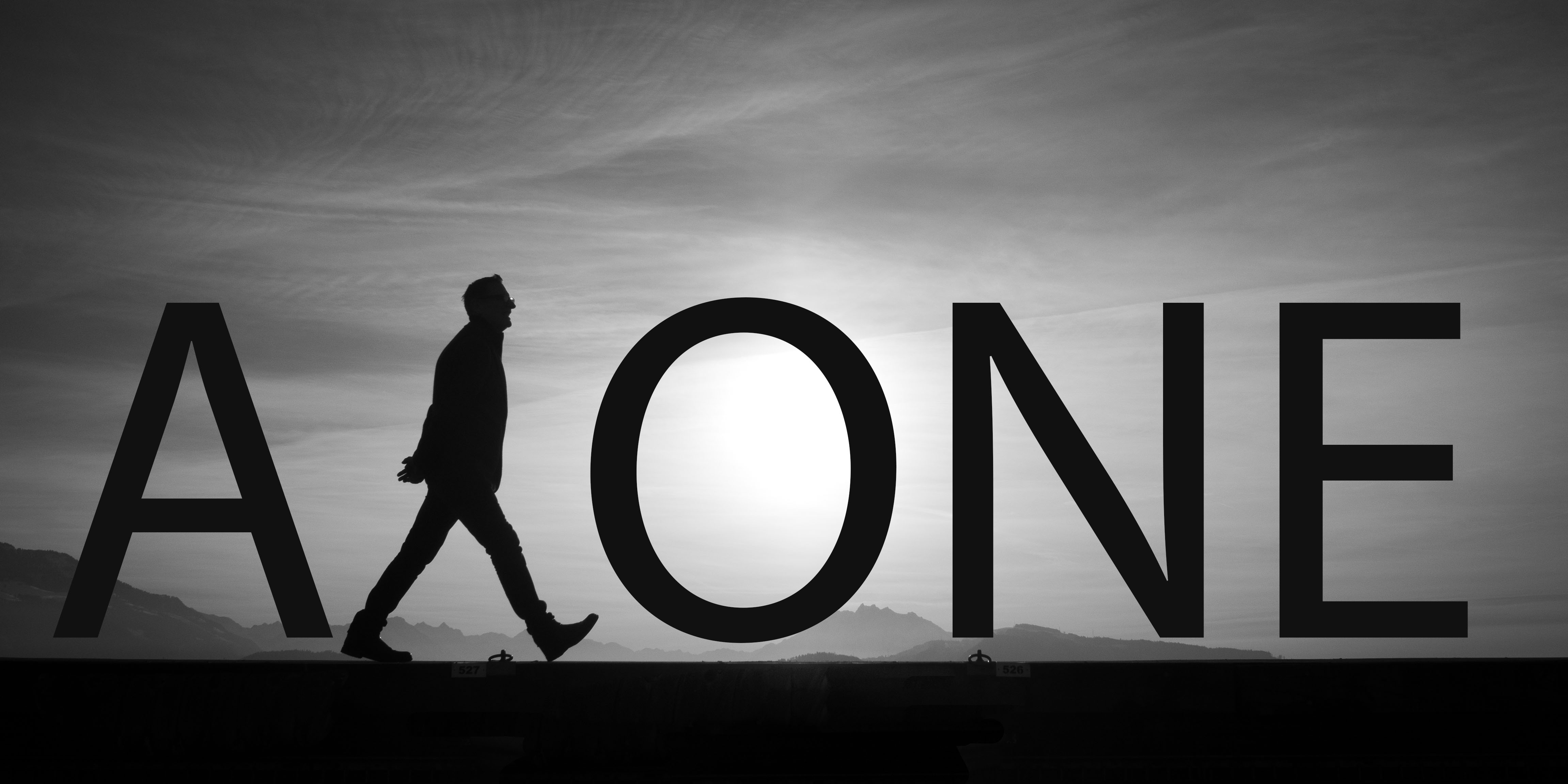 Alone Monochrome Men Typography Sky Solice 4604x2302