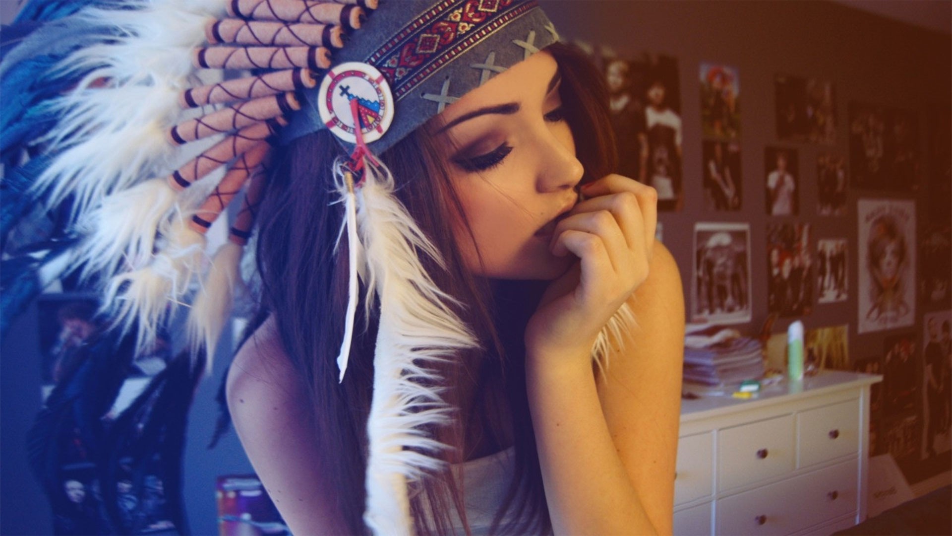 Feathers Melanie Iglesias Headdress Women 1920x1080