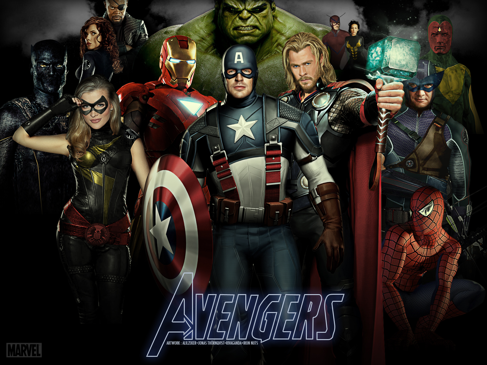 Iron Man Hulk Marvel Comics Avengers Shield Hammer Costume Black Panther Marvel Comics Black Widow M 1600x1200