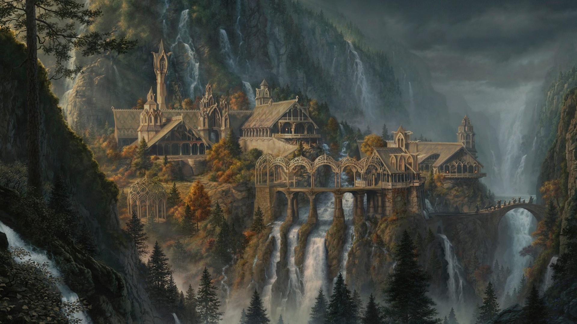 Fantasy Art Waterfall Rivendell The Lord Of The Rings The Lord Of The Rings The Fellowship Of The Ri 1920x1080