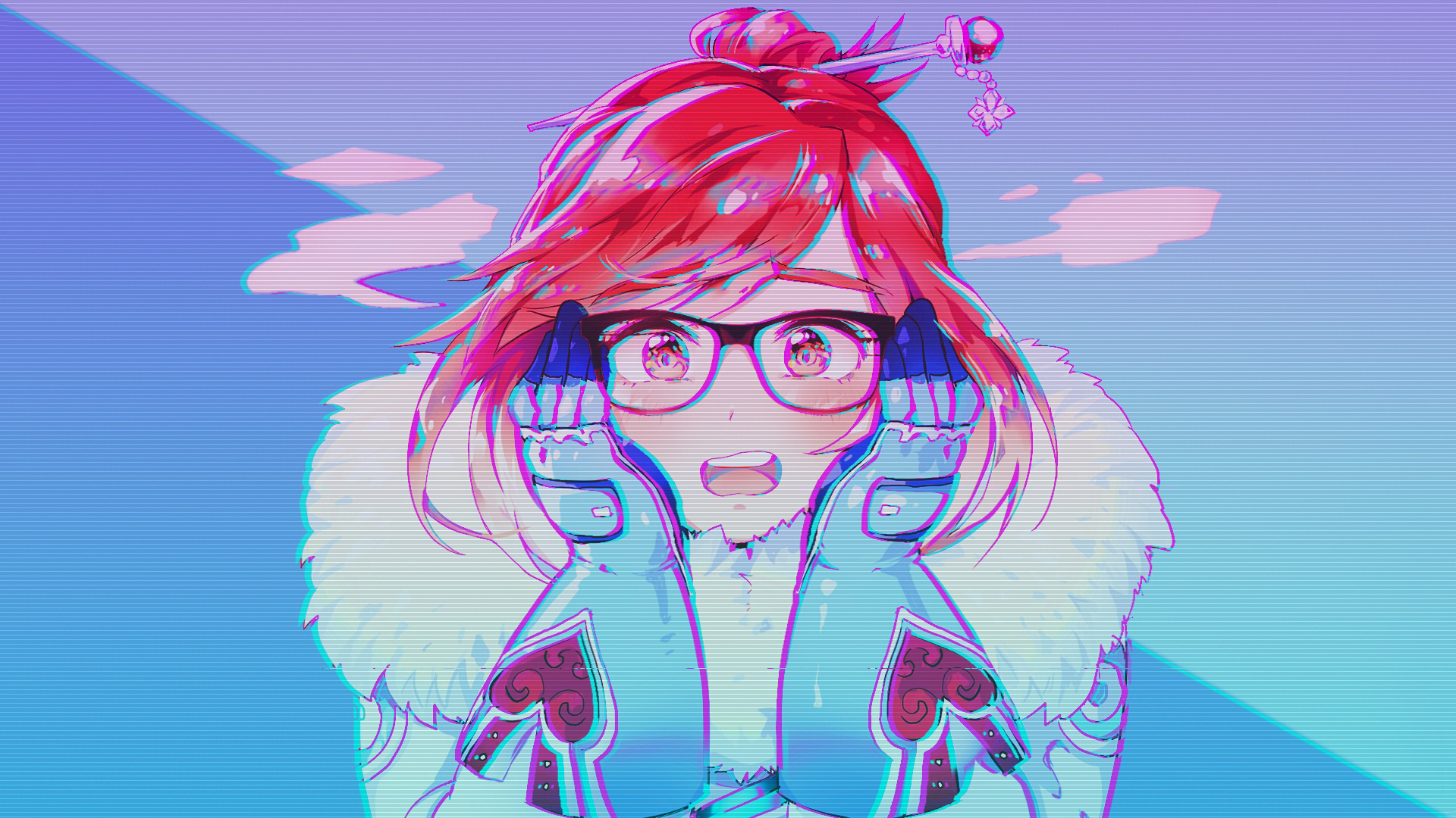 Mei Overwatch Anniversary Vaporwave Overwatch 1920x1080