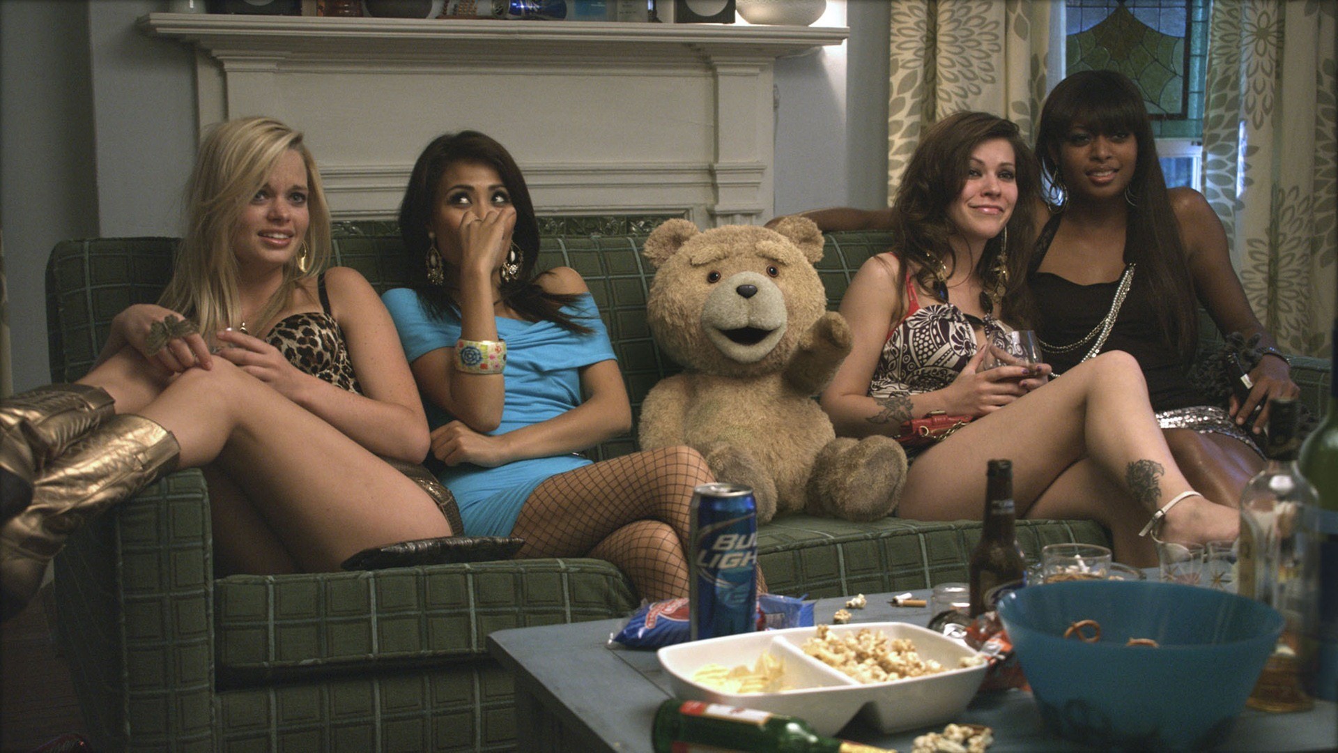 Teddy Bears Ted Movie Blonde Brunette Legs Beer Movies Couch 2012 Year 1920x1080