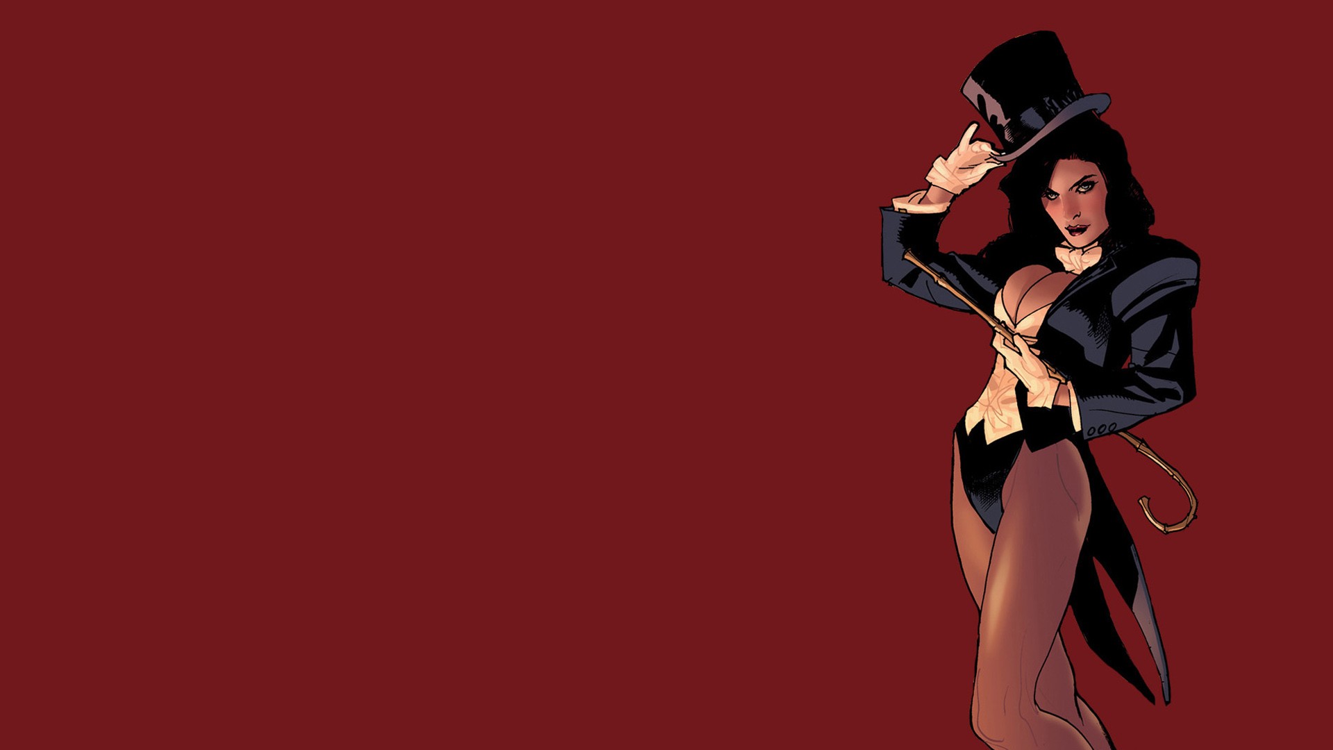 Zatanna DC Comics Adam Hughes Red Background Illustration Superheroines 1920x1080