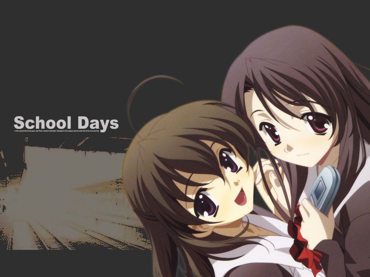 Anime Girls School Days Katsura Kotonoha Saionji Sekai 1280x960